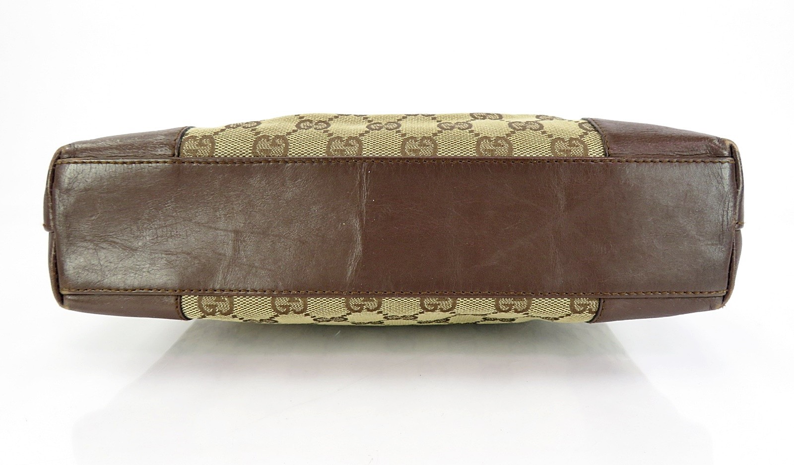 Authentic GUCCI Brown GG Canvas and Leather Shoulder Bag Purse #62582A