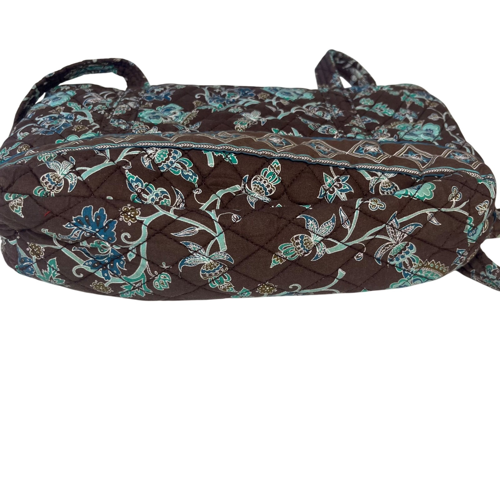 Croft & Barrow Floral Quilted Shoulder Bag Purse Zipper Closure Brown Blue