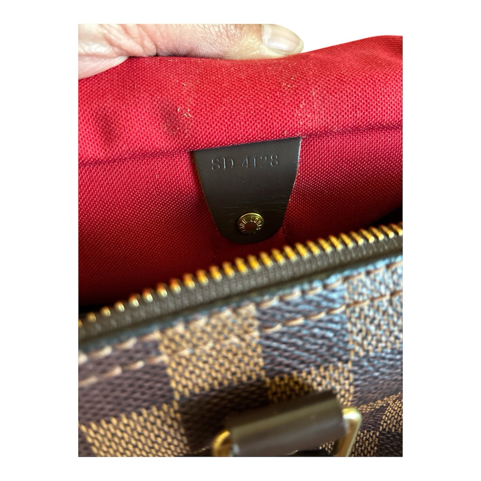 Louis Vuitton Speedy 30 Brown Checkered Satchel Zip Closure Gold Hardware Lock