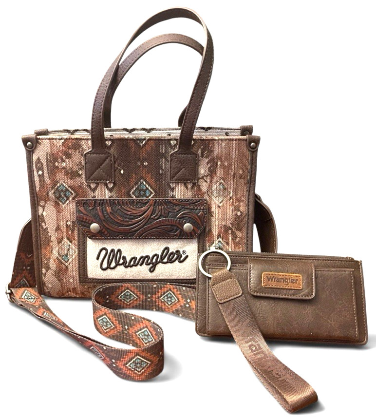 Wrangler Montana West Concealed Carry Purse, Wristlet Wallet Coffee Aztec Canvas