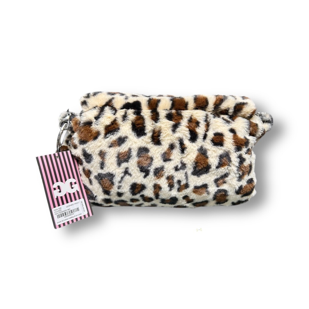 New Gilda Paris Leopard Print Faux Fur Crossbody Shoulder Bag Plush Messenger