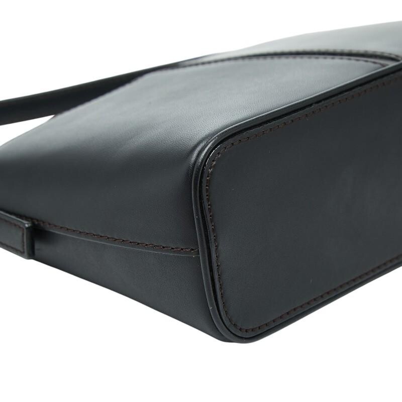 BURBERRY Nova Check Shoulder Bag Leather Black Womens Handbag Purse Zip Closure
