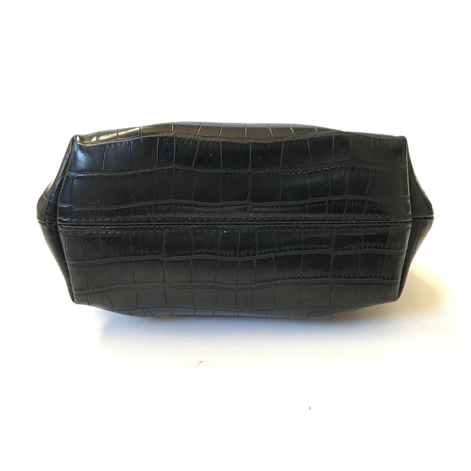 Themoire Bios Croc Embossed Crossbody Bag Purse Clutch Womens Black Faux Leather