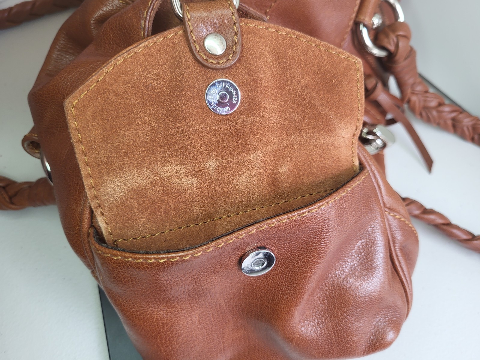 Francesco Biasia Secret Love Brown Leather Shoulder Bag Satchel Braided Handles