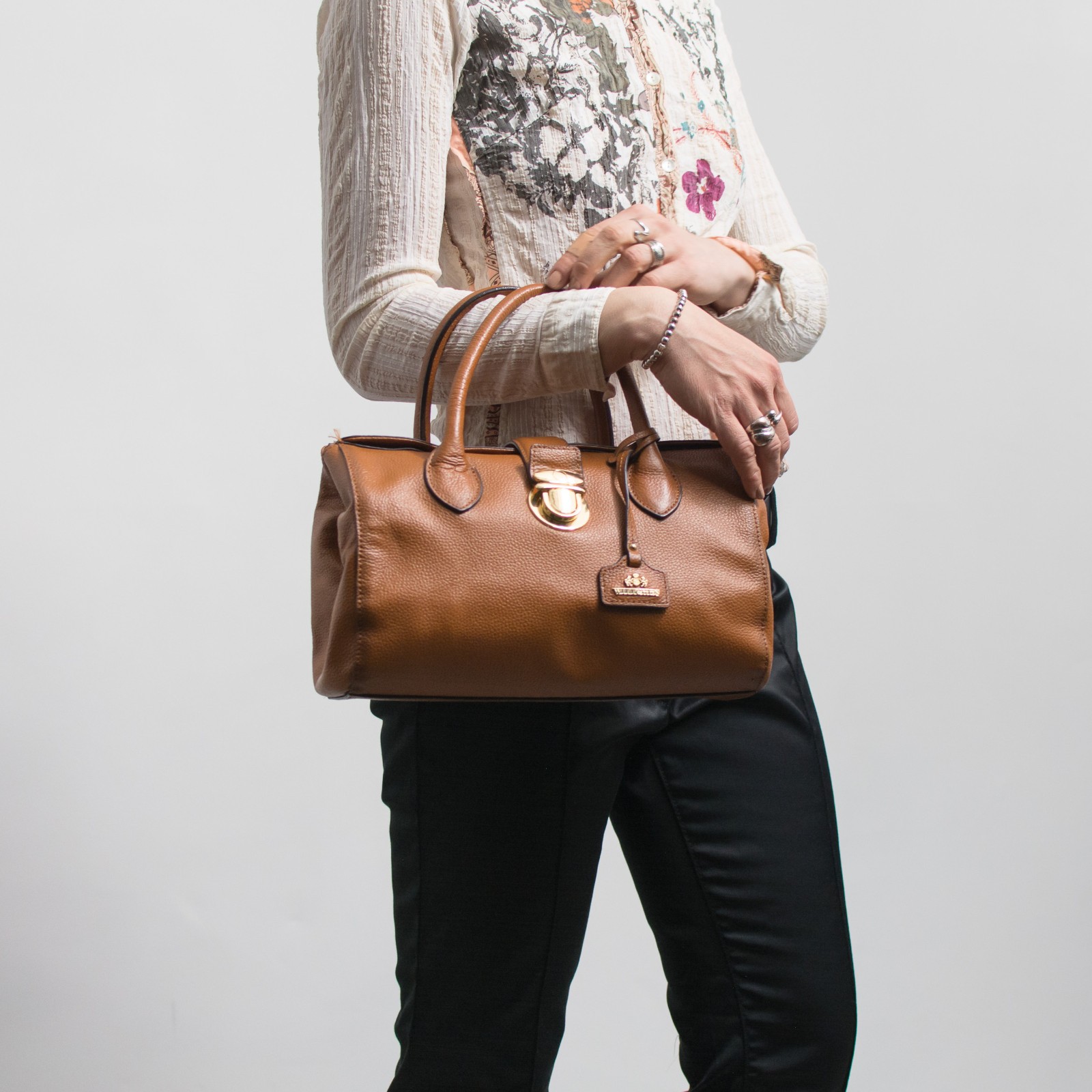 Leather Bowling Bag Brown Wittchen Structured Handbag