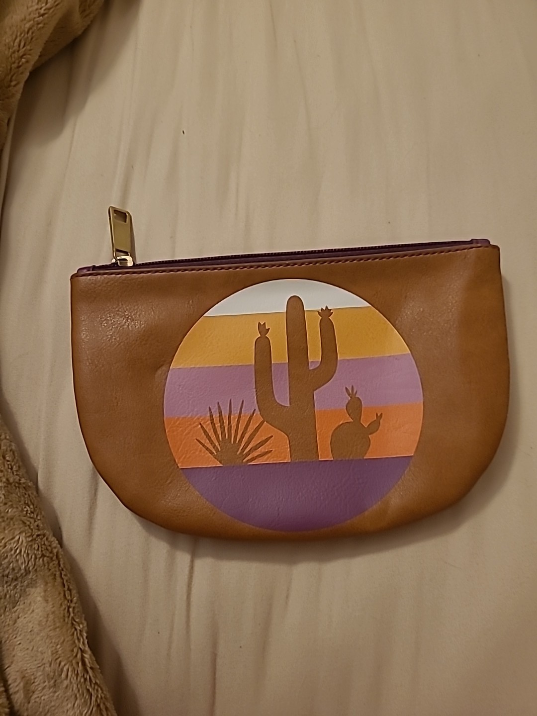 Fossil Camel Brown Colorful Cactus Print Bag NEW WITH TAGS