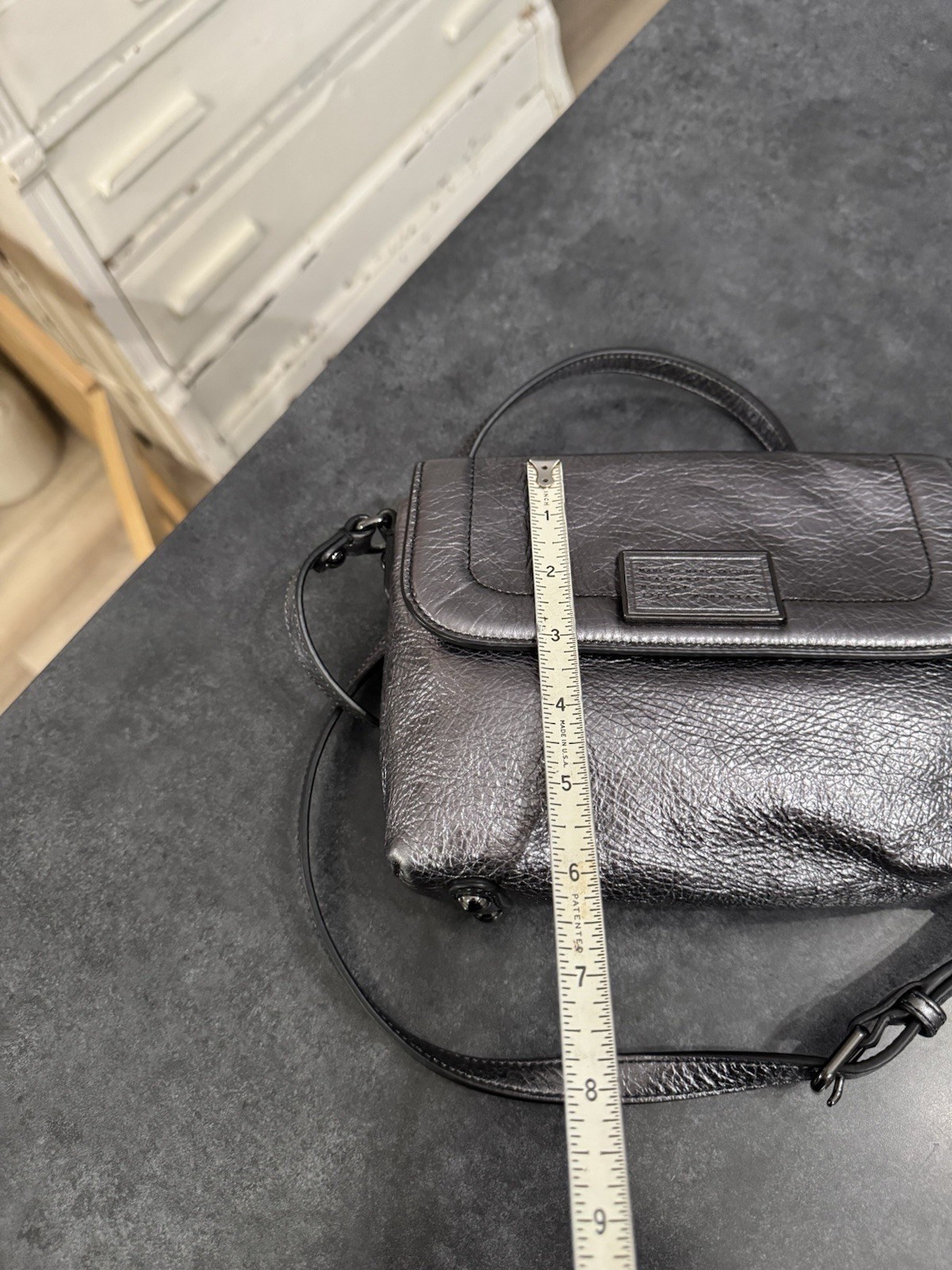 Marc Jacobs Leather Standard Supply Workwear Metallic Silver Crossbody Bag