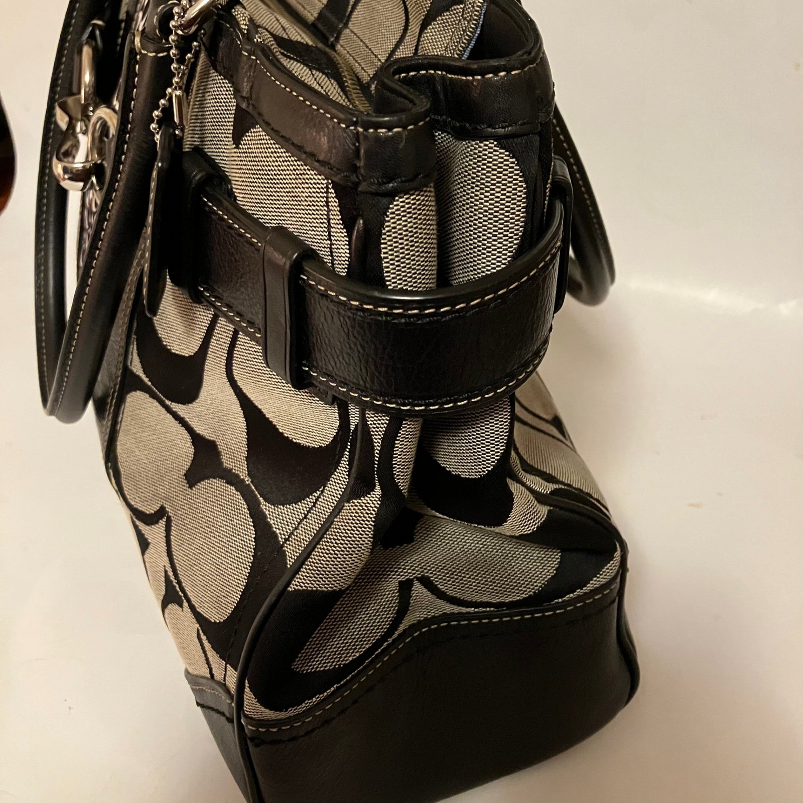 Coach Hamptons Signature Horsebit Tote F13072 Jacquard Leather Shoulder Bag