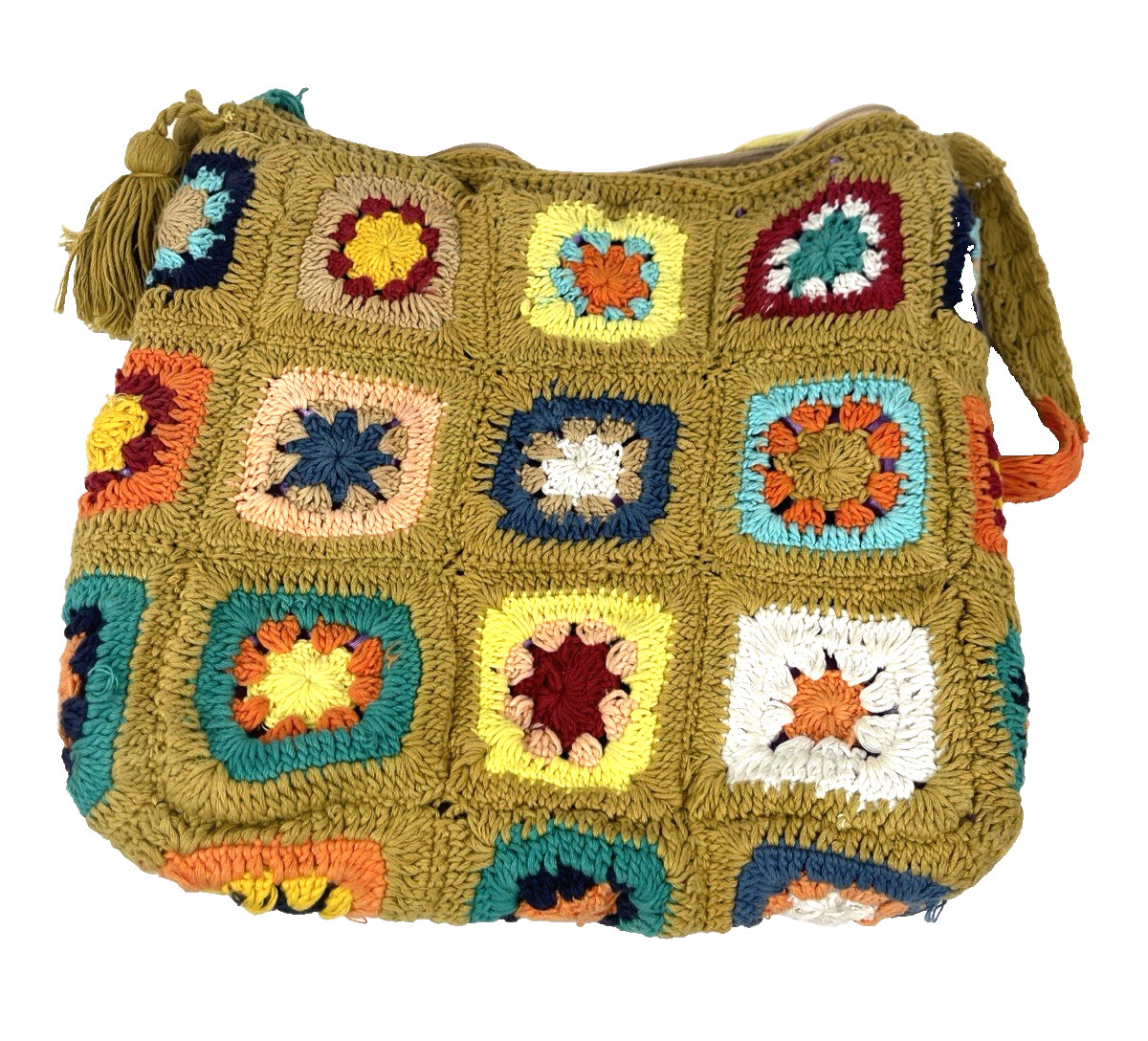 EARTHBOUND TRADING Co. Granny Square Crochet Crossover Purse Bag Festival Boho