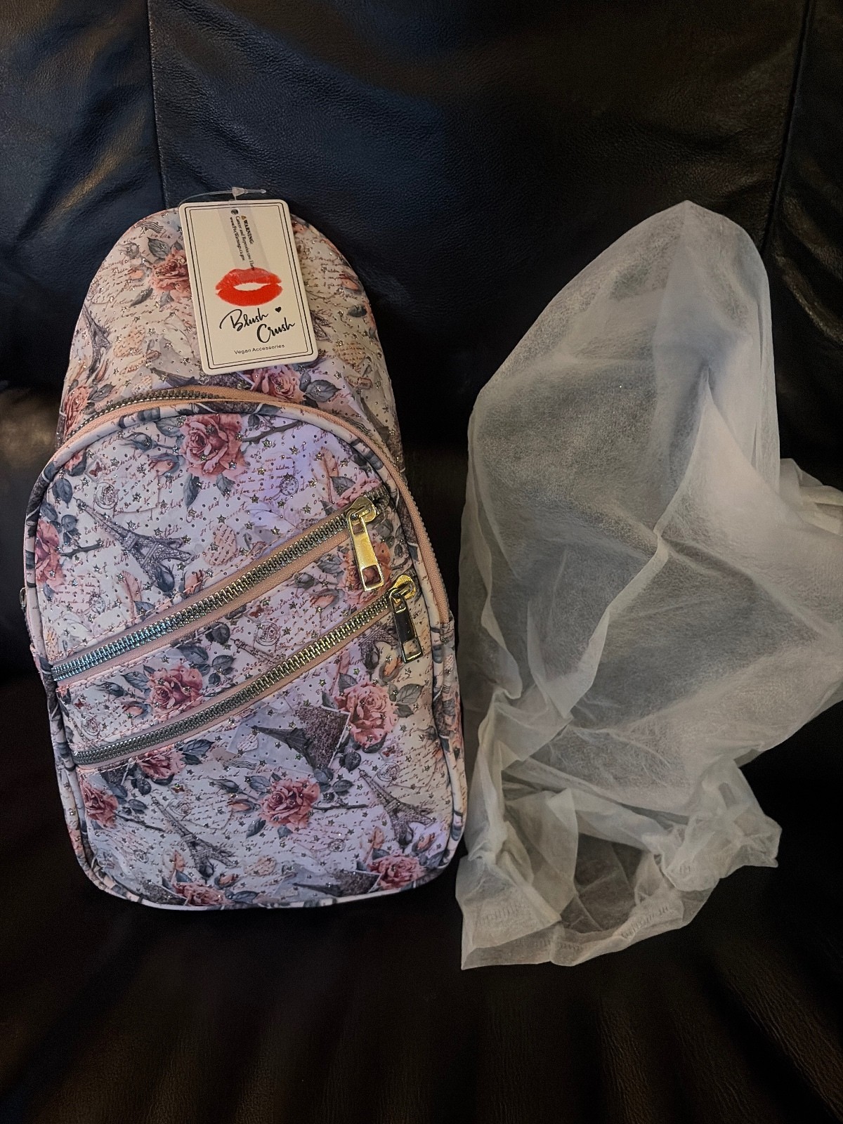 Blush Crush Pink Orchid Floral Print Crossbody Sling Bag