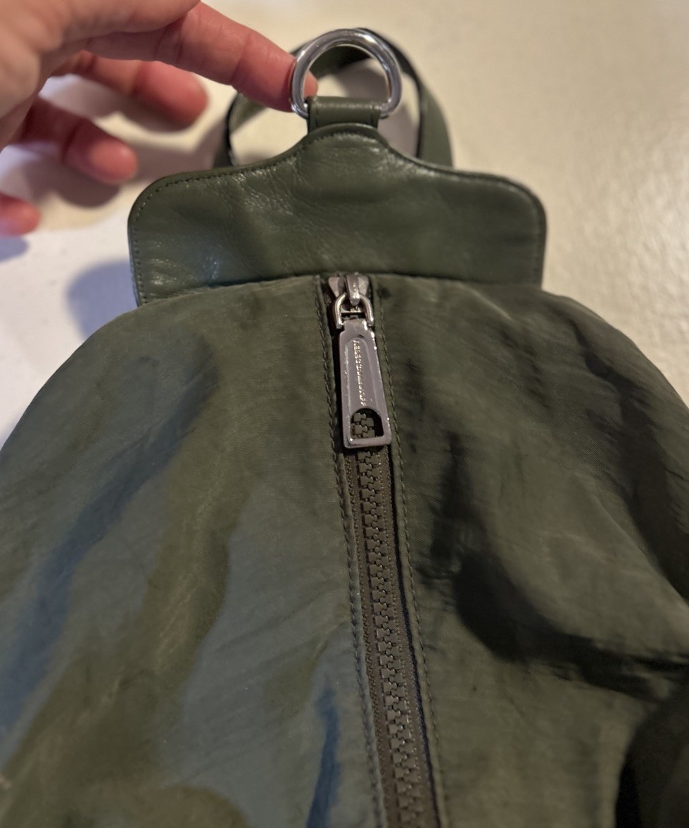Rebecca Minkoff Julian Small Backpack Womens Green Paratrooper Leather Nylon
