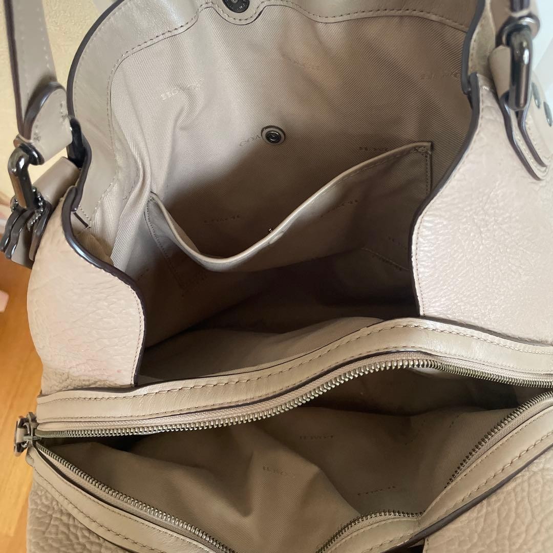 Excellent Condition COACH Shoulder Bag Edie Gray Beige Leather Suede from JAPAN