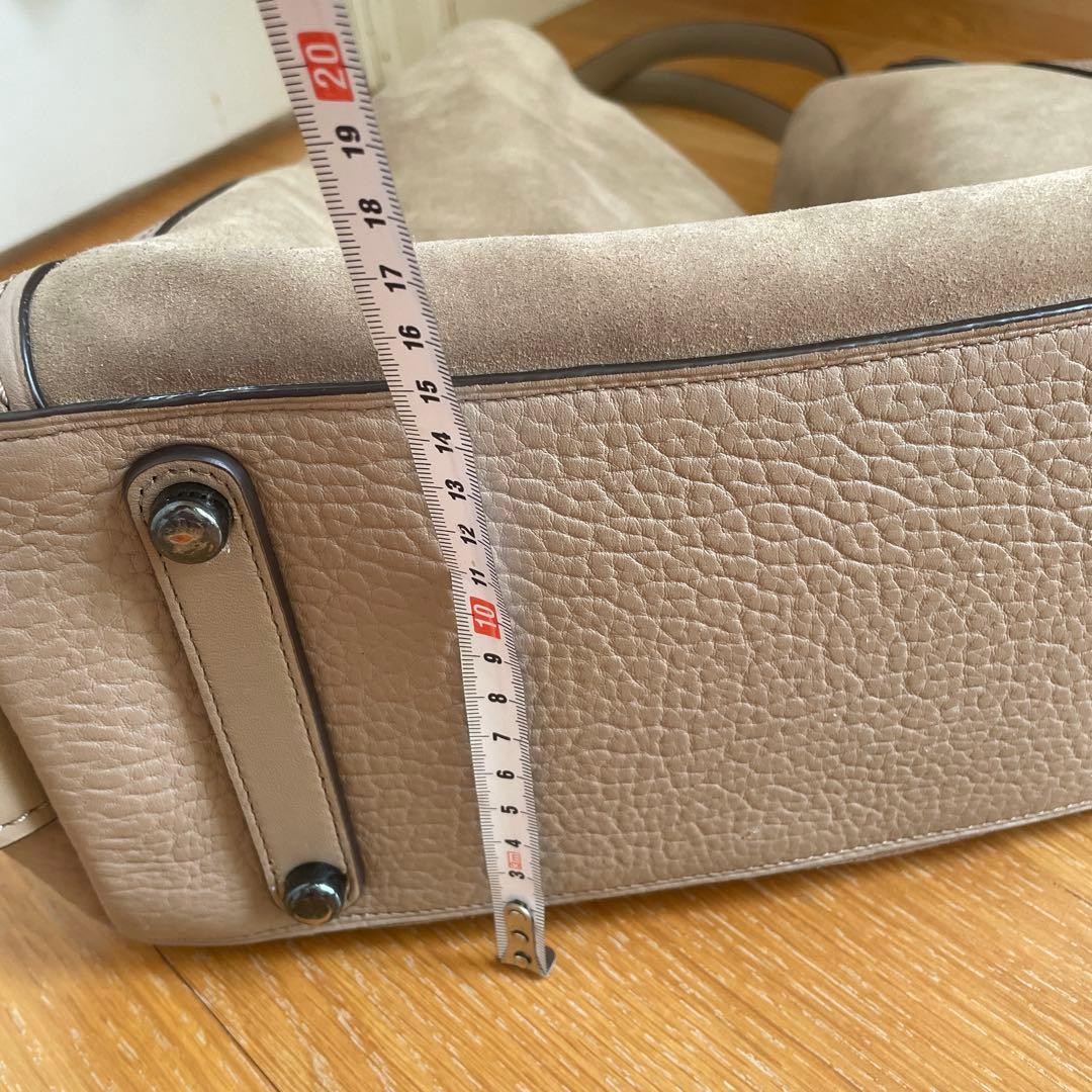 Excellent Condition COACH Shoulder Bag Edie Gray Beige Leather Suede from JAPAN