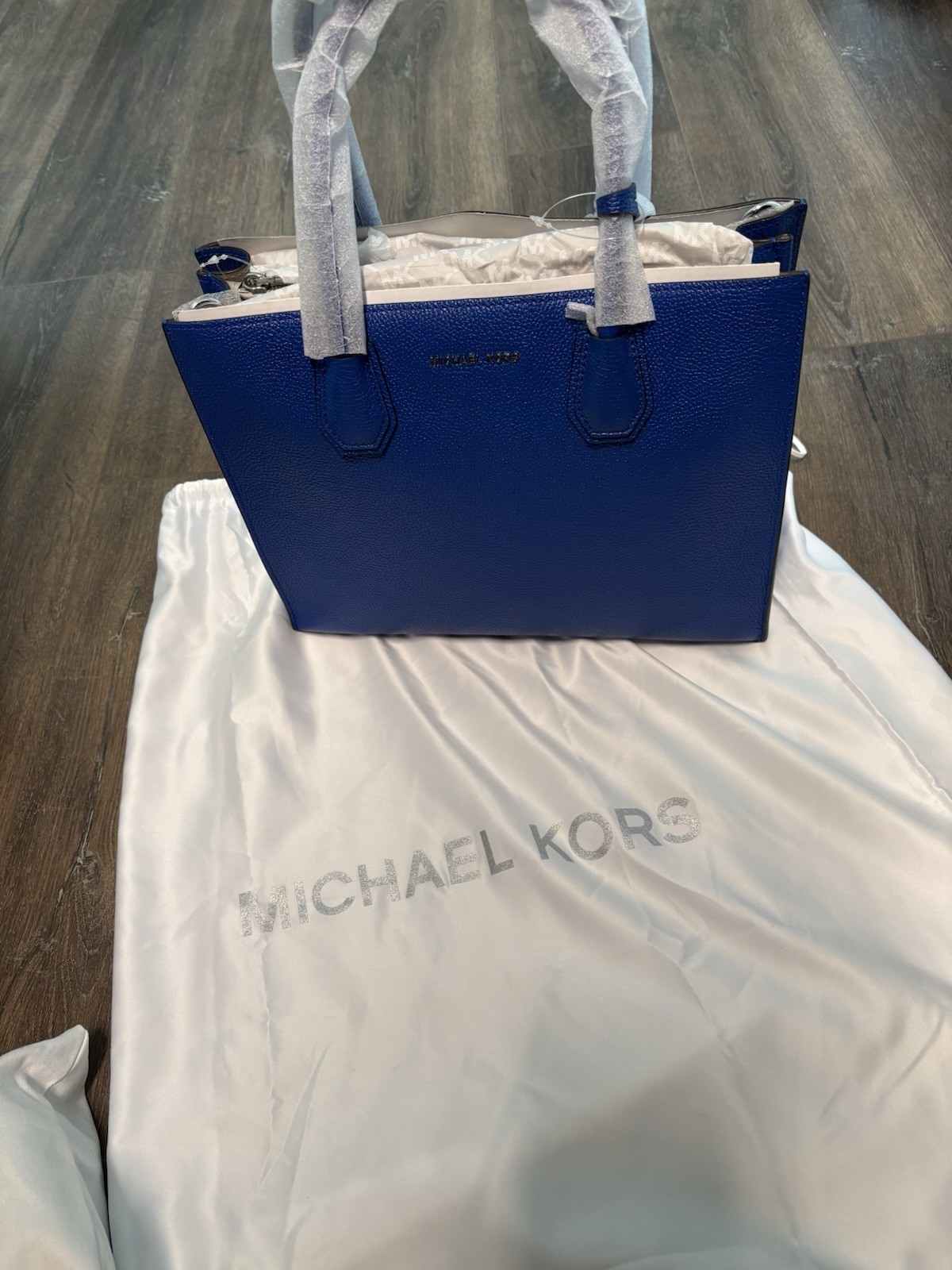 Michael Kors Mercer Large Blue Sapphire Leather Tote Bag BNWT