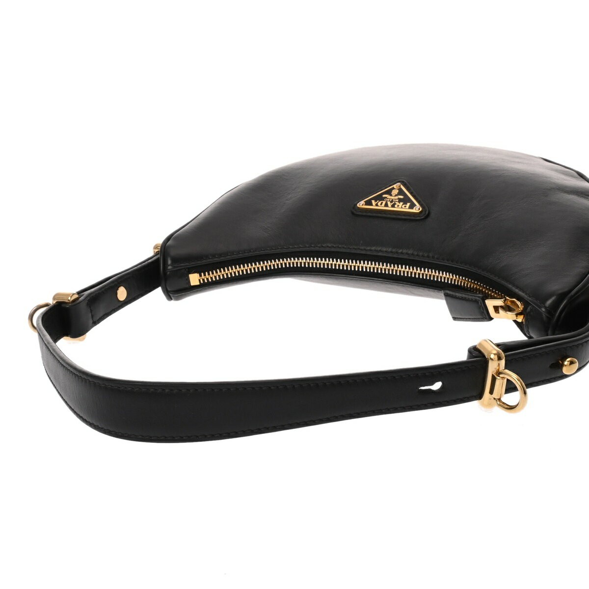 Prada Arche Small Shoulder Crossbody Handbag Black Leather Triangle Logo 1BC194