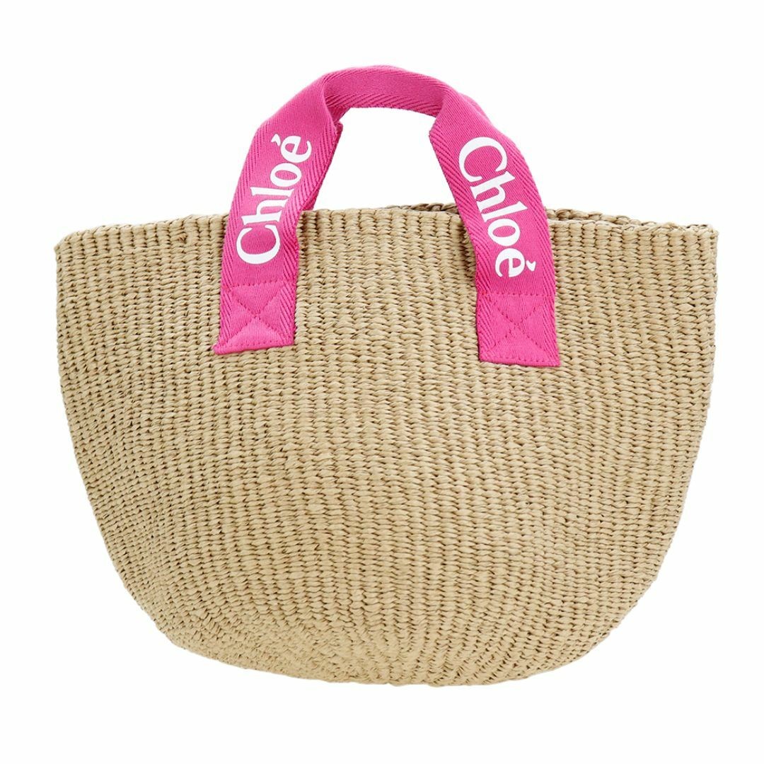 Chloe Basket Bag Beige Pink Paper Fiber Tote 22x24cm 33cm Top Handle With Tag