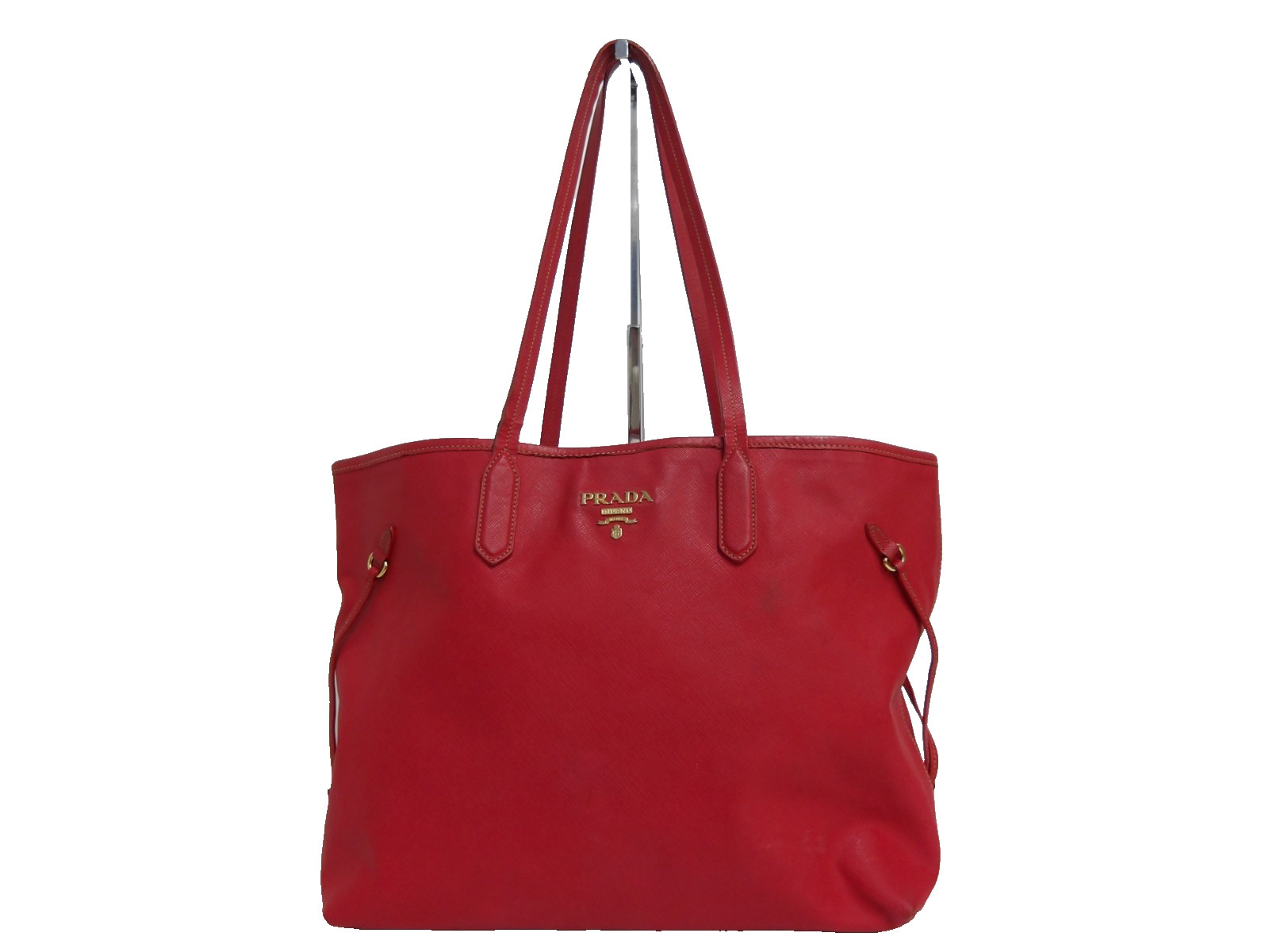 Auth MH87 Prada Saffiano Metal Tote Bag Gold Hardware from Japan