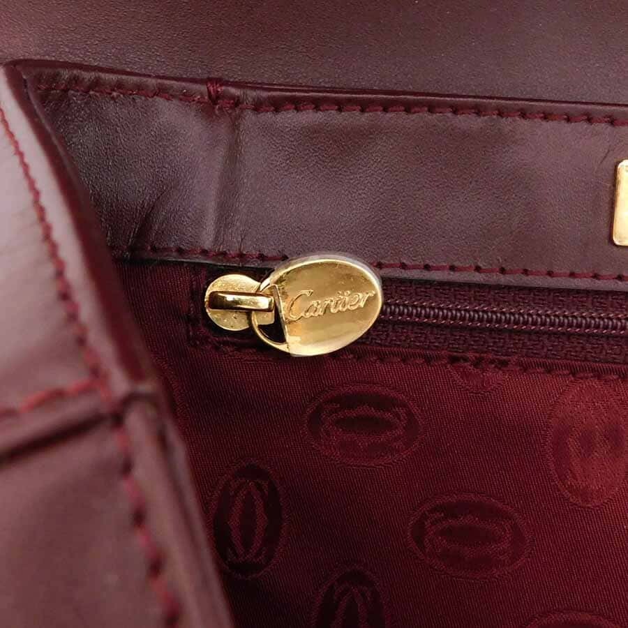 Cartier Must Line Turn Lock Shoulder Bag Bordeaux Leather Women 18.5cm