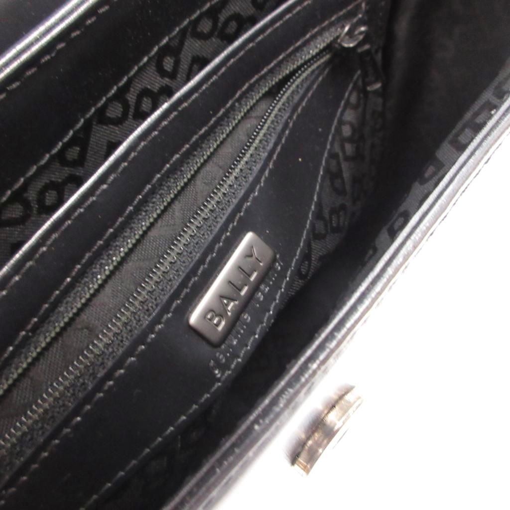 Bally BALLY handbag leather with plate logo magnet button black FF GY17 23a