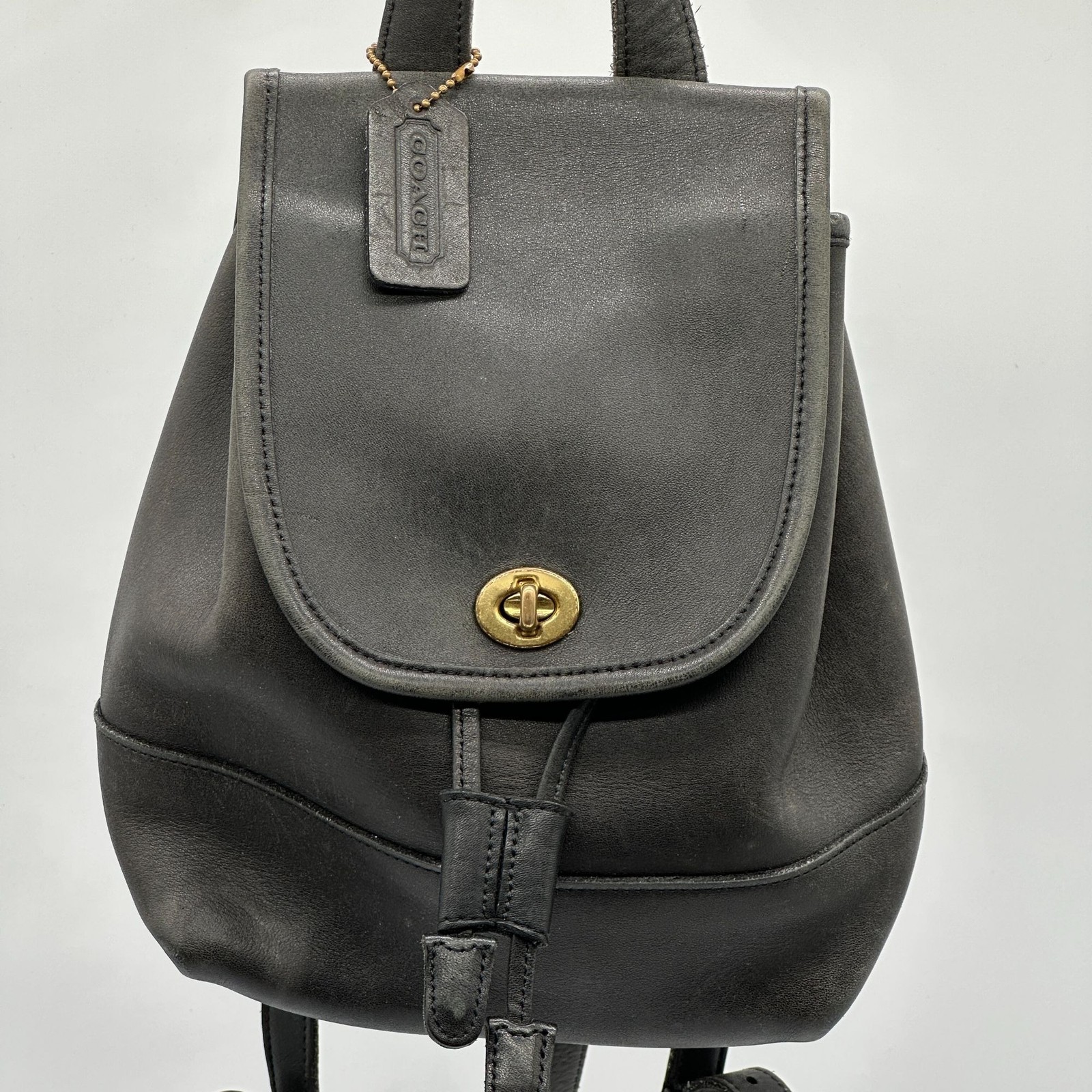 Vintage Coach 9960 Legacy Mini Backpack Black Leather 80’s Daypack Brass Lock