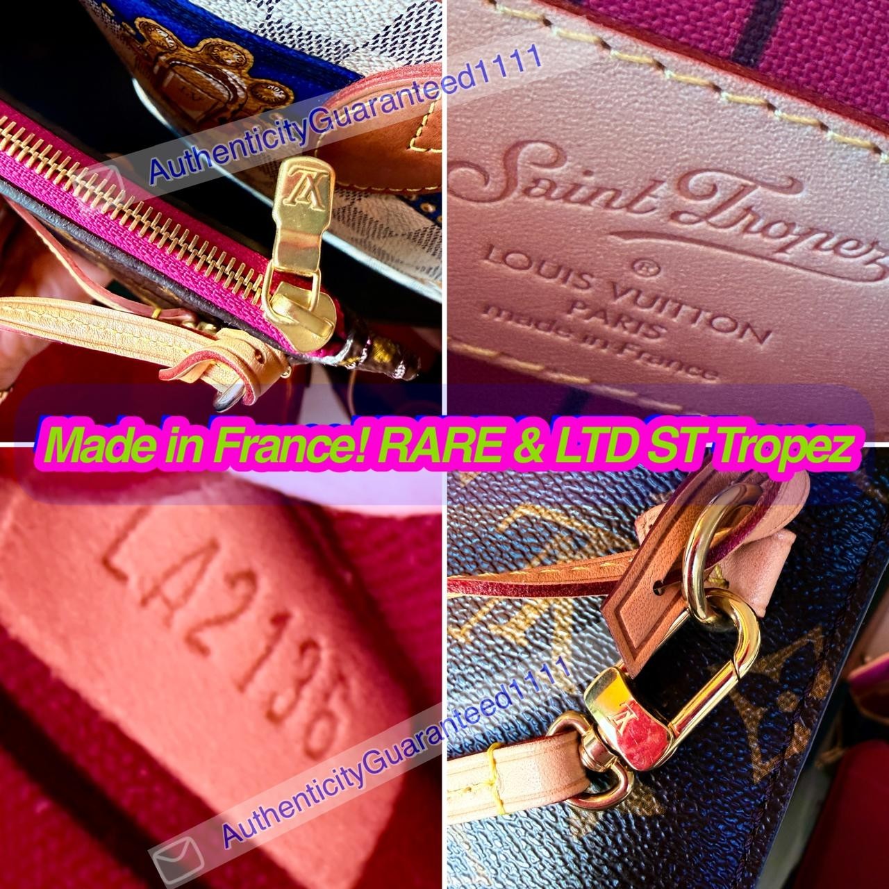 Louis Vuitton SAINT TROPEZ Neverfull MM Bag Pondicherry Pink Monogram + POCHETTE