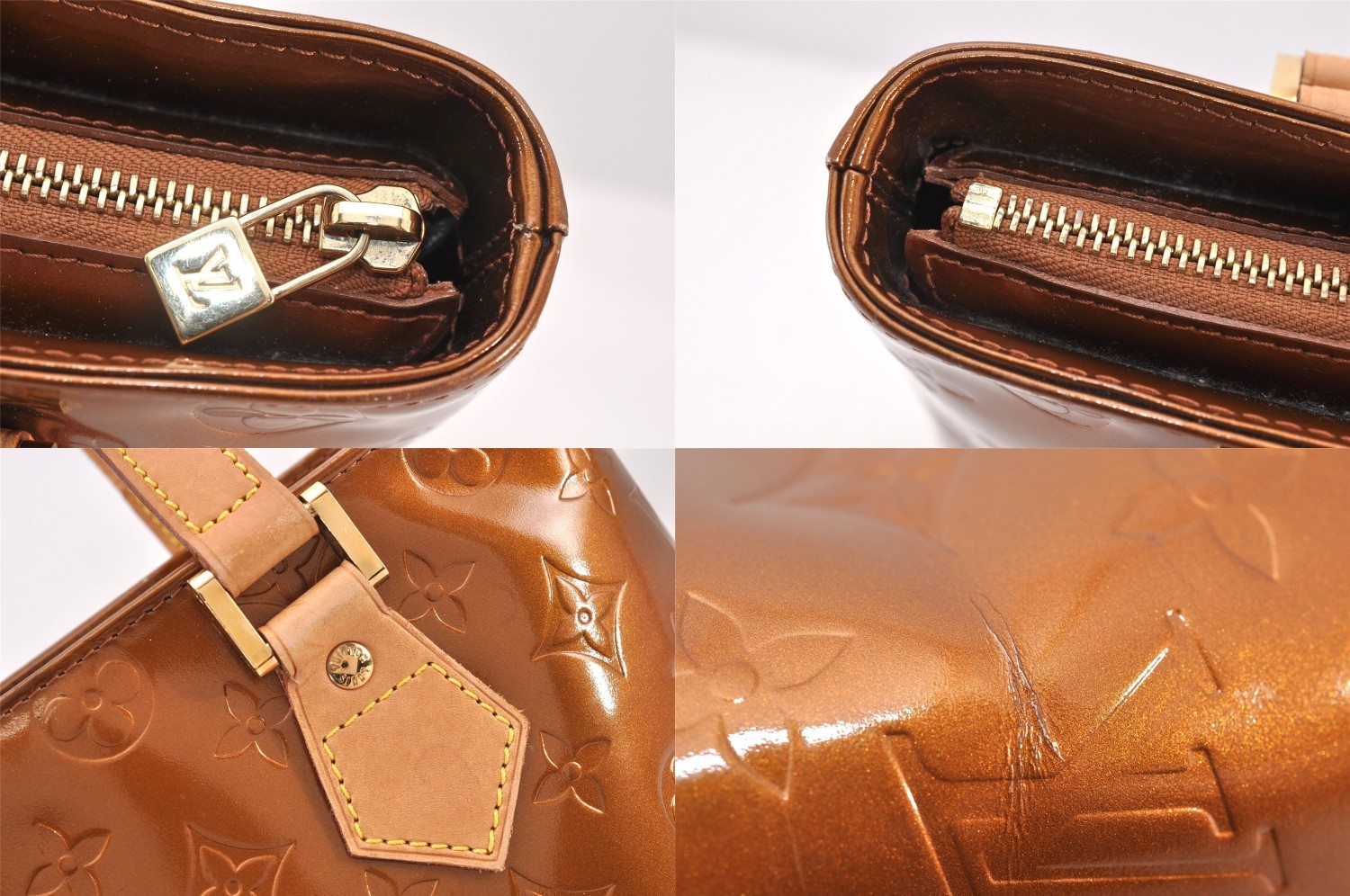 Authentic Louis Vuitton Vernis Houston Shoulder Hand Bag Brown M91122 LV 367AB
