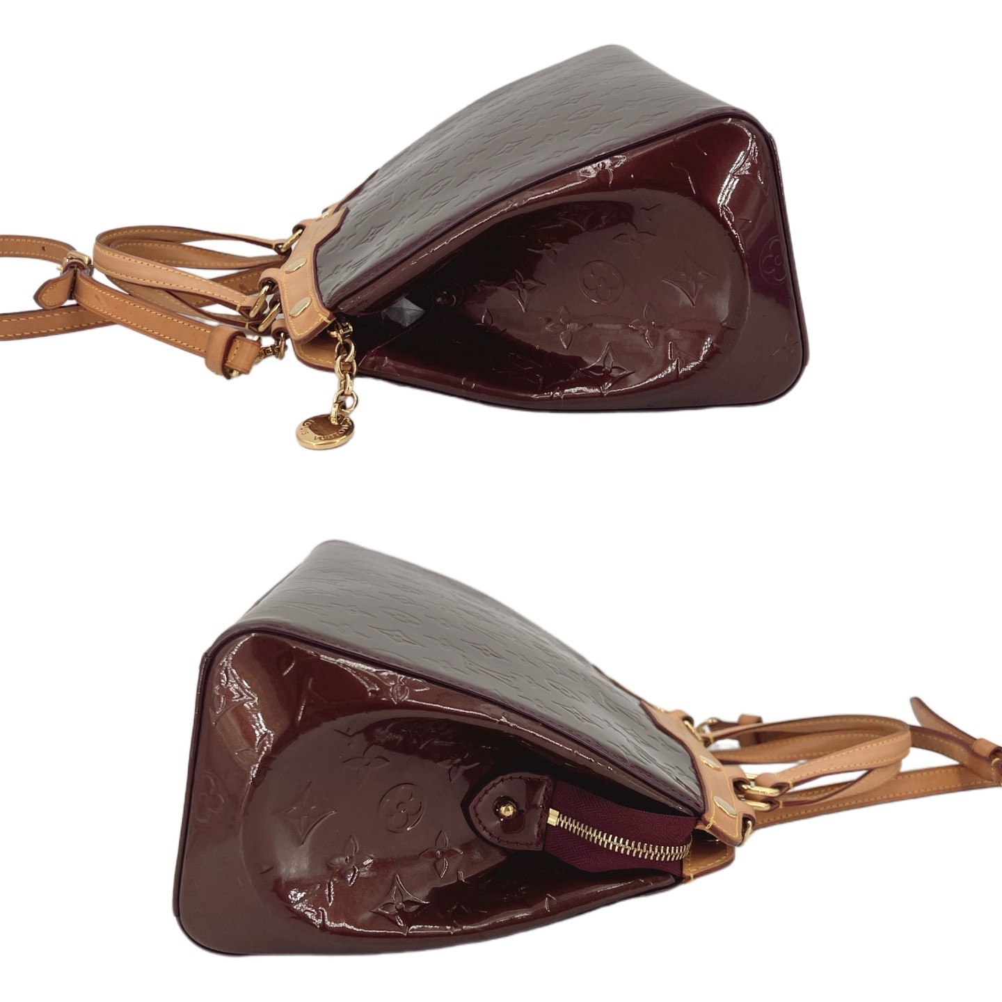 LV Monogram Vernis Normal Cherry Red Patent Leather 2Way Bag US Ship