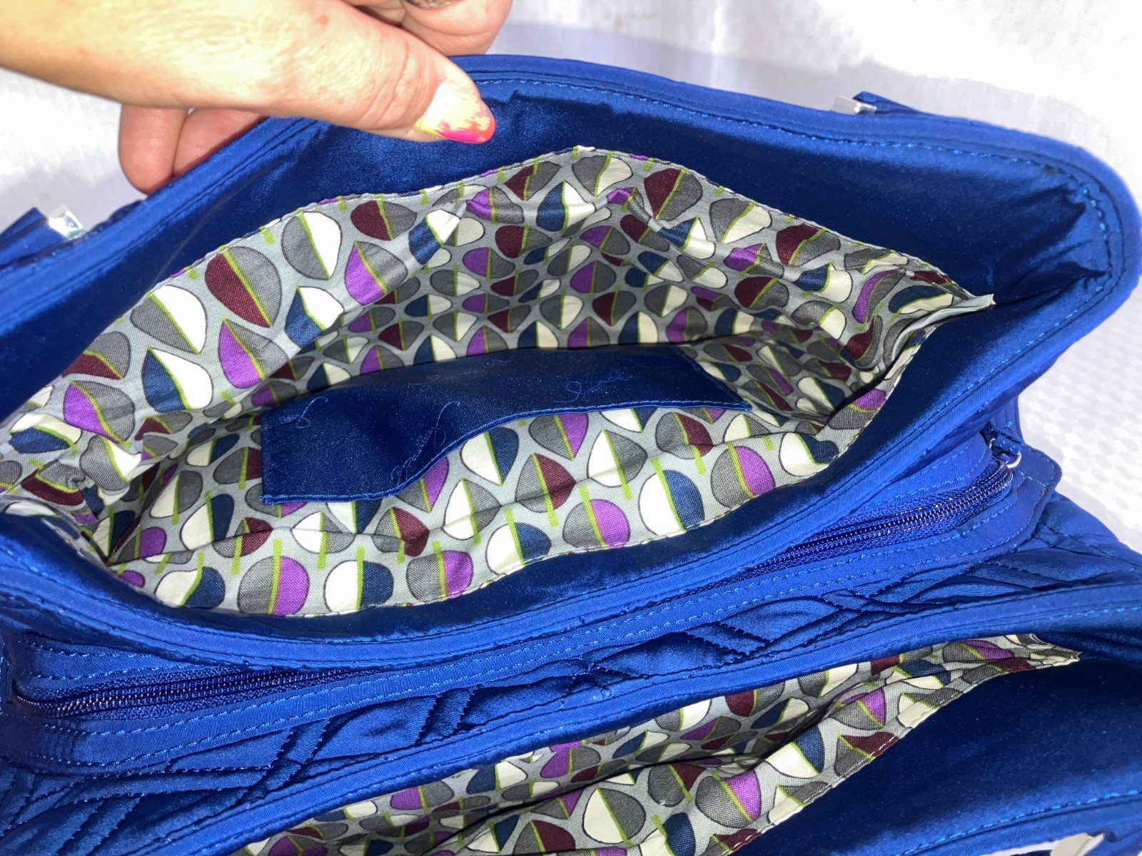 Vera Bradley Shoulder Bag Women Blue Emily Satchel Cobalt Purse Travel Handbag