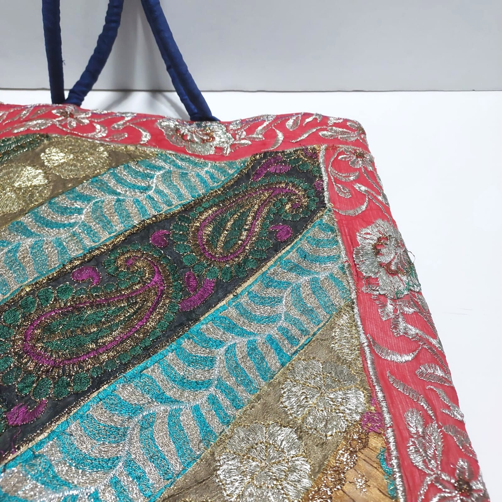 Large embroidered shoulder bag, Palestinian handmade, colorful, size 36 *37 cm