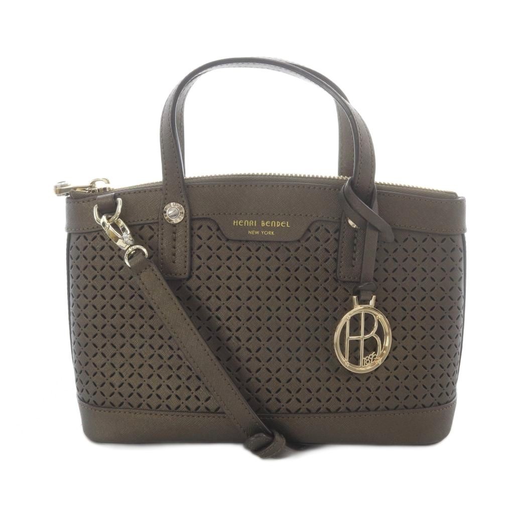 HENRI BENDEL Leather Shoulder Bag Brown AB Vintage 17cm/6.7″ x 9cm/3.5″