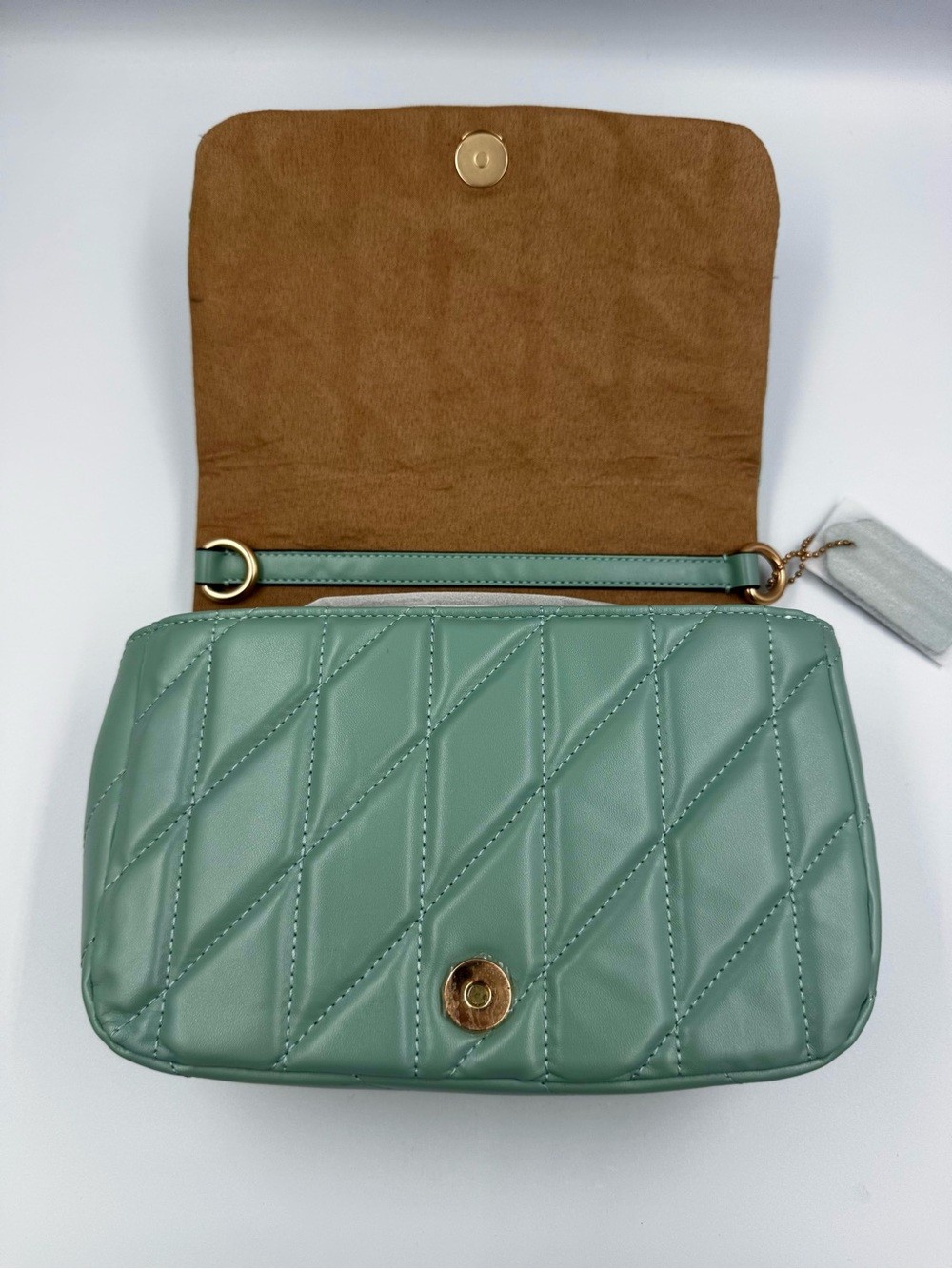Coach Klare Quilted Mint Green Leather Convertible Shoulder Crossbody Bag