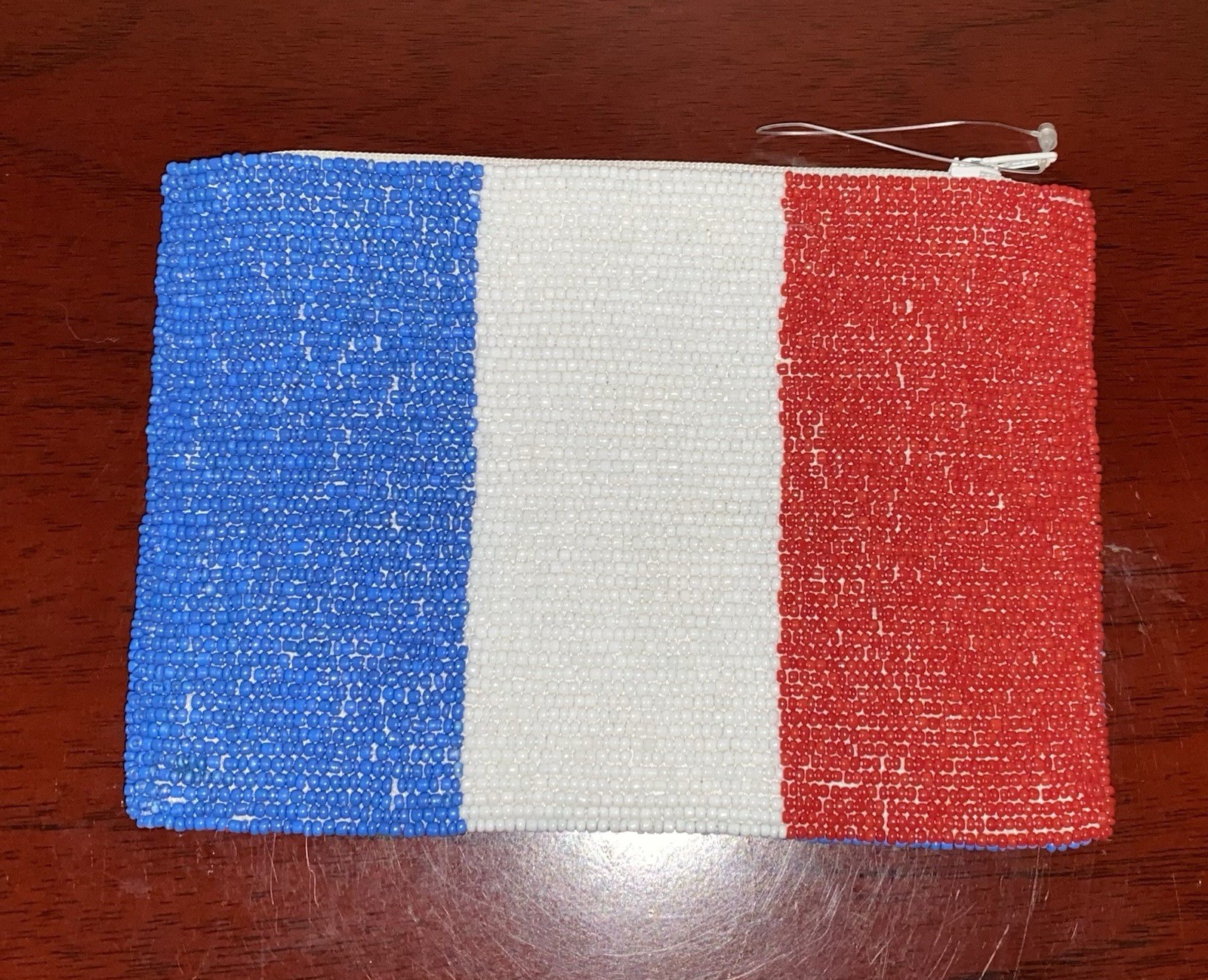 Roberta Roller Rabbit Women’s Red White & Blue Striped Beaded Zippered Clutch