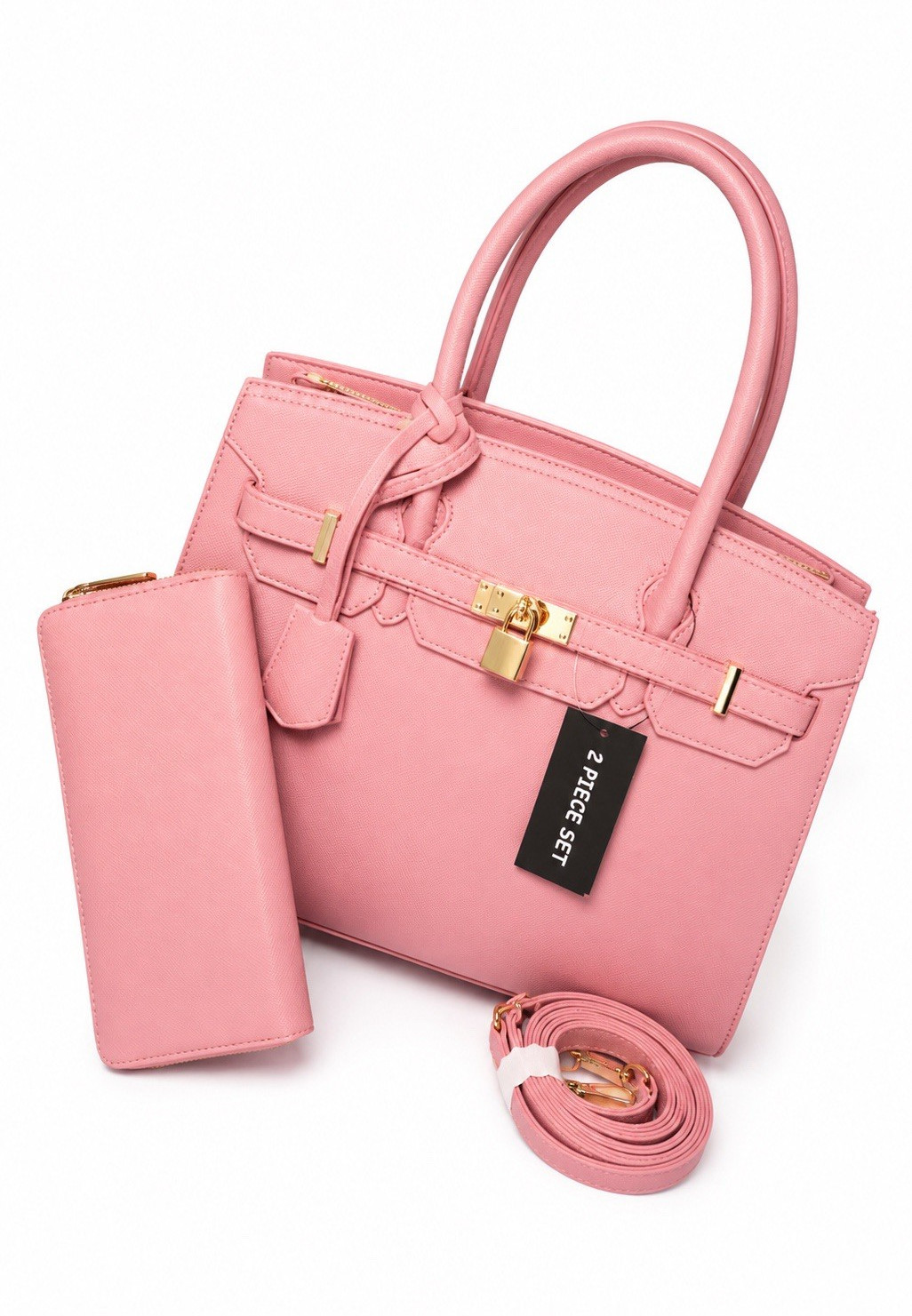 Large Pink 2-Piece Luxury Satchel Handbag Set – Elegant Designer-Inspired Purse