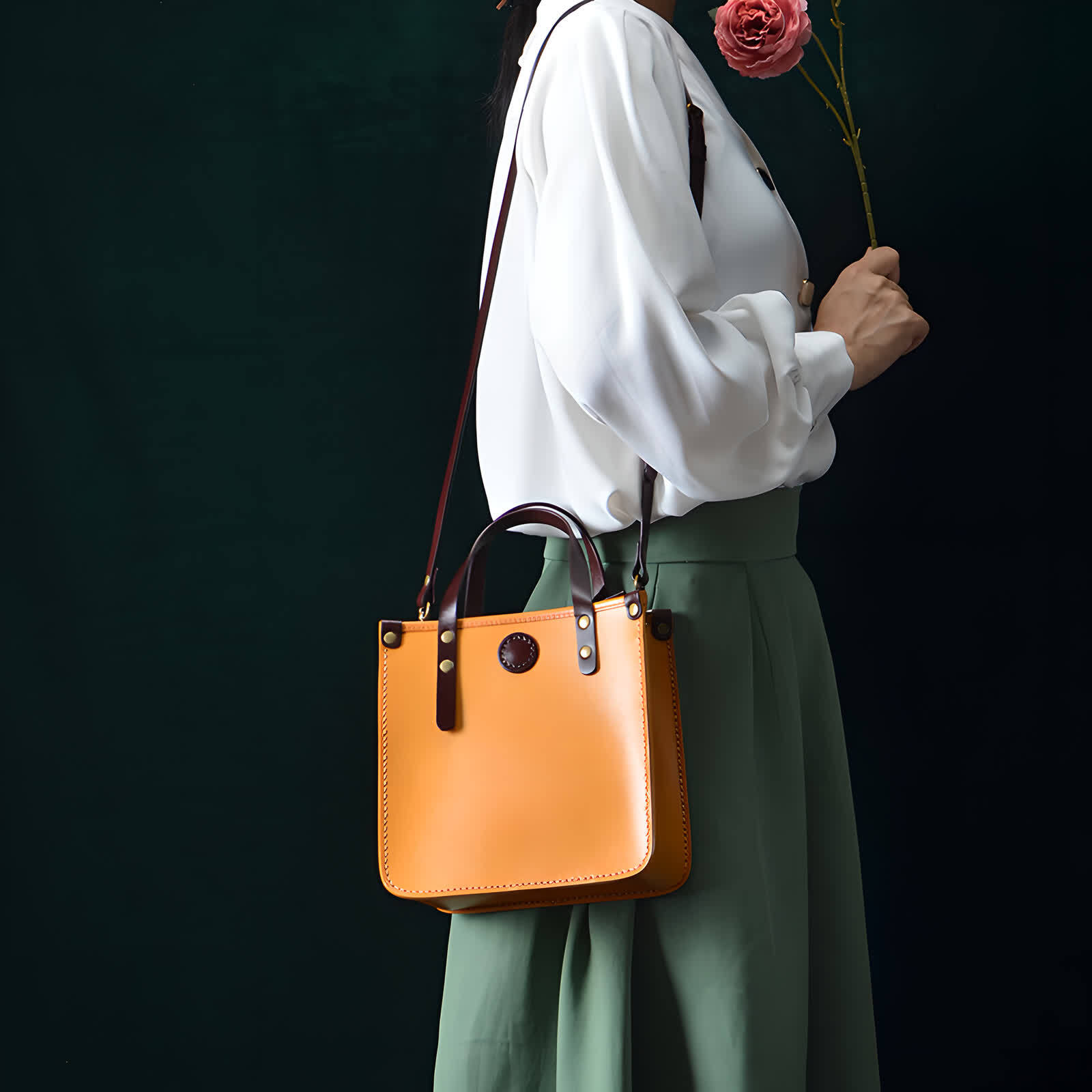 Erivis Genuine Leather Bag Small hand bag Tote Bag Crossbody bag