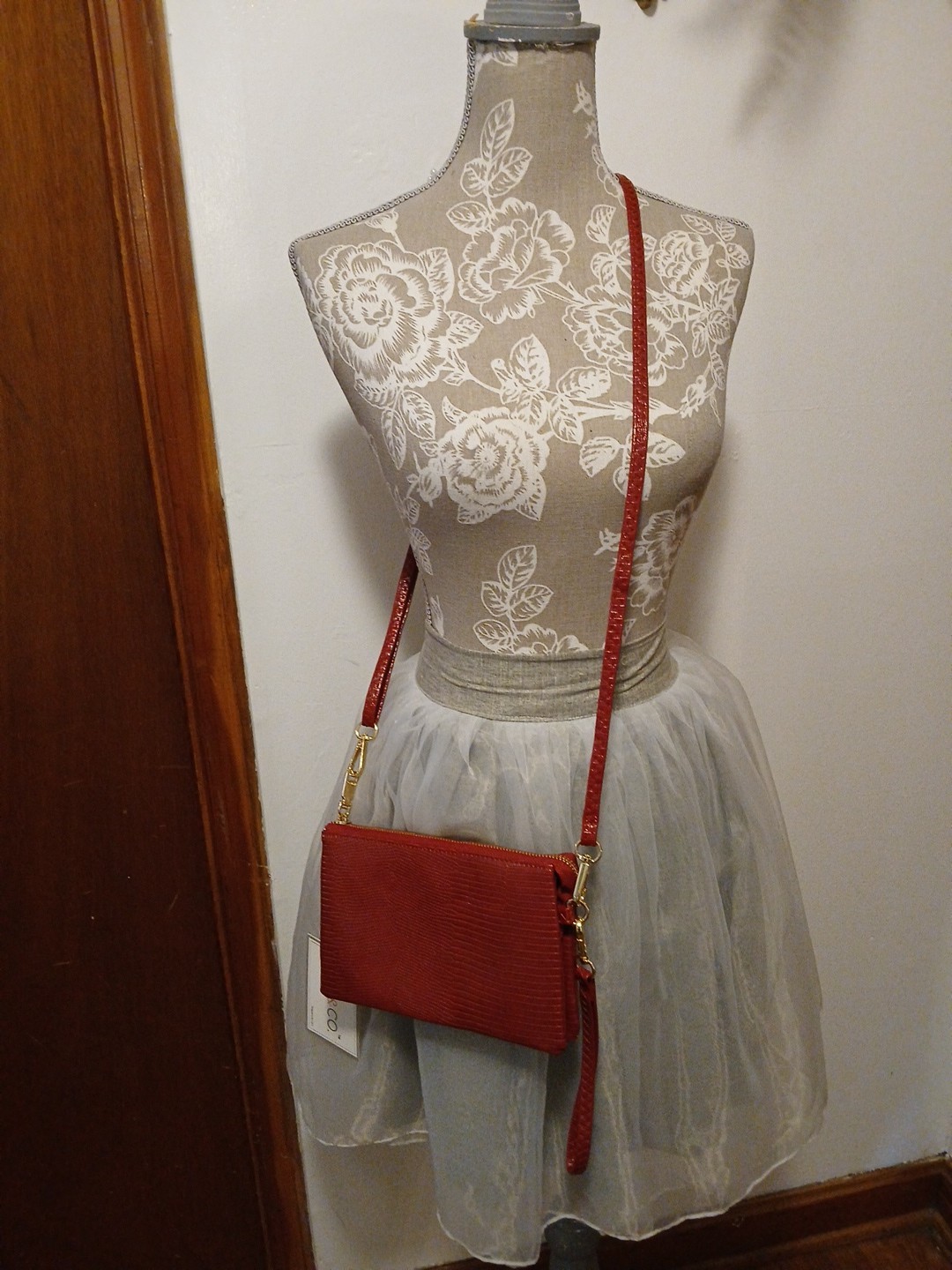 Jen & Co Riley Red Vegan Leather Crossbody Bag Or Clutch