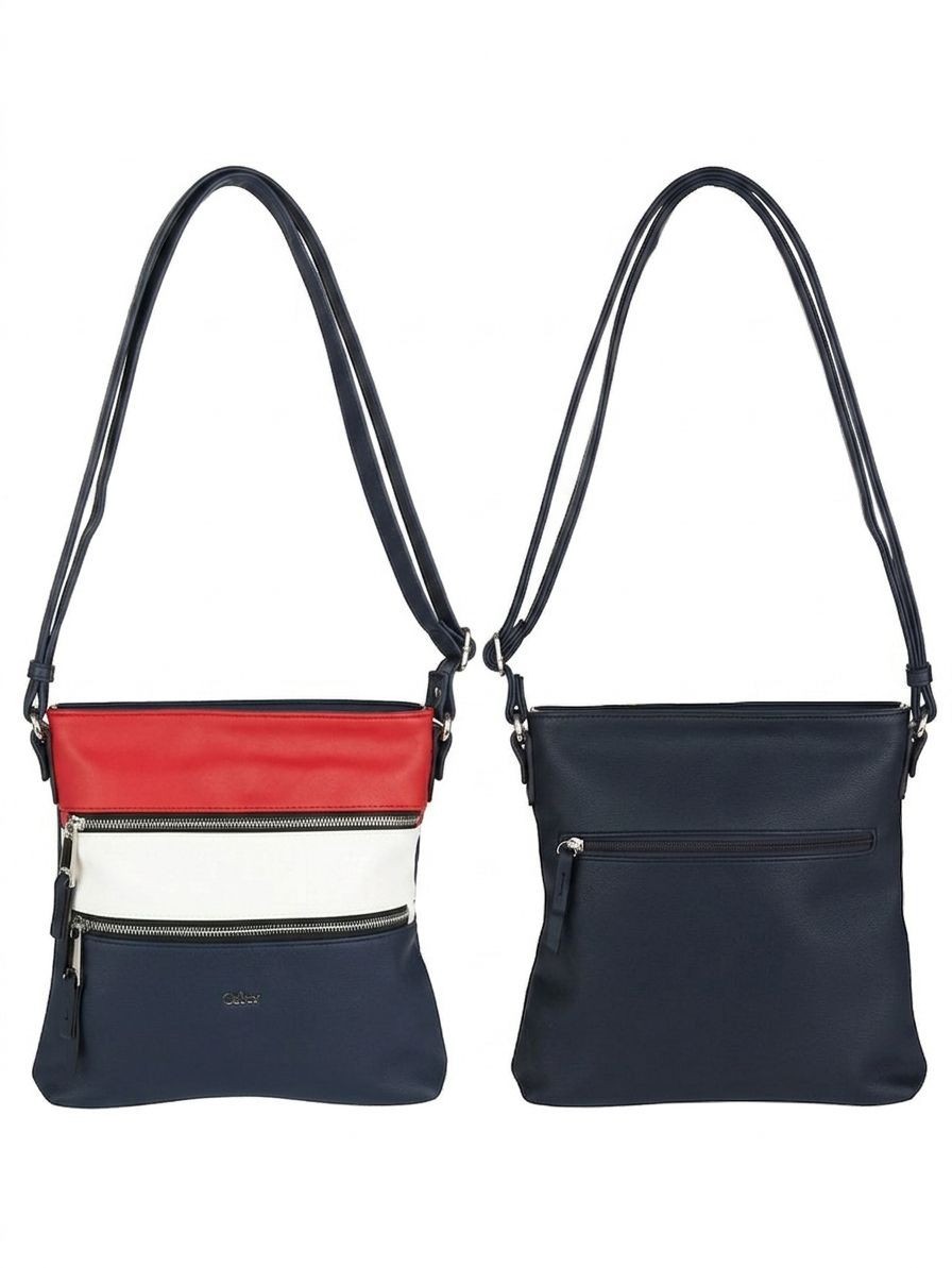 Classic Look Cross Body Bag, Colour: Red/White/Navy (t23) Former £49.99