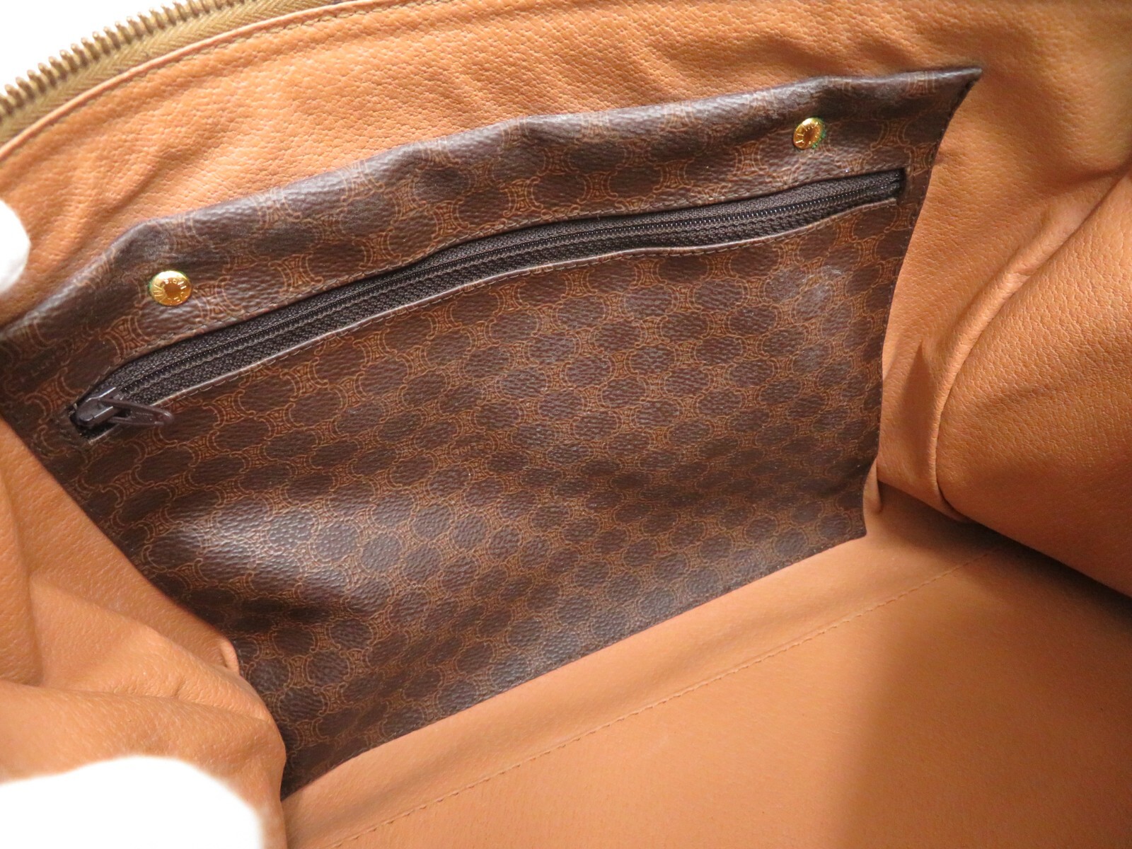 Authentic CELINE Leather Vintage Macadam Boston Bag Hand Bag #42033