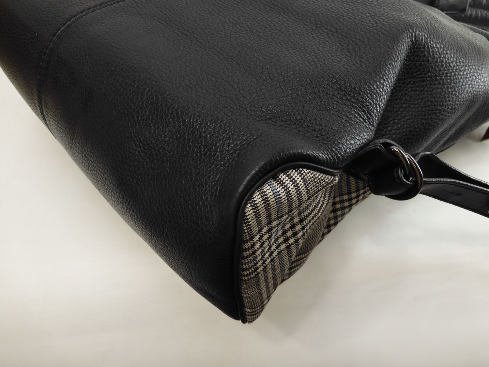 Christian Louboutin Backpack Studded Check Black Large 14.1*18.1*5.3 inch