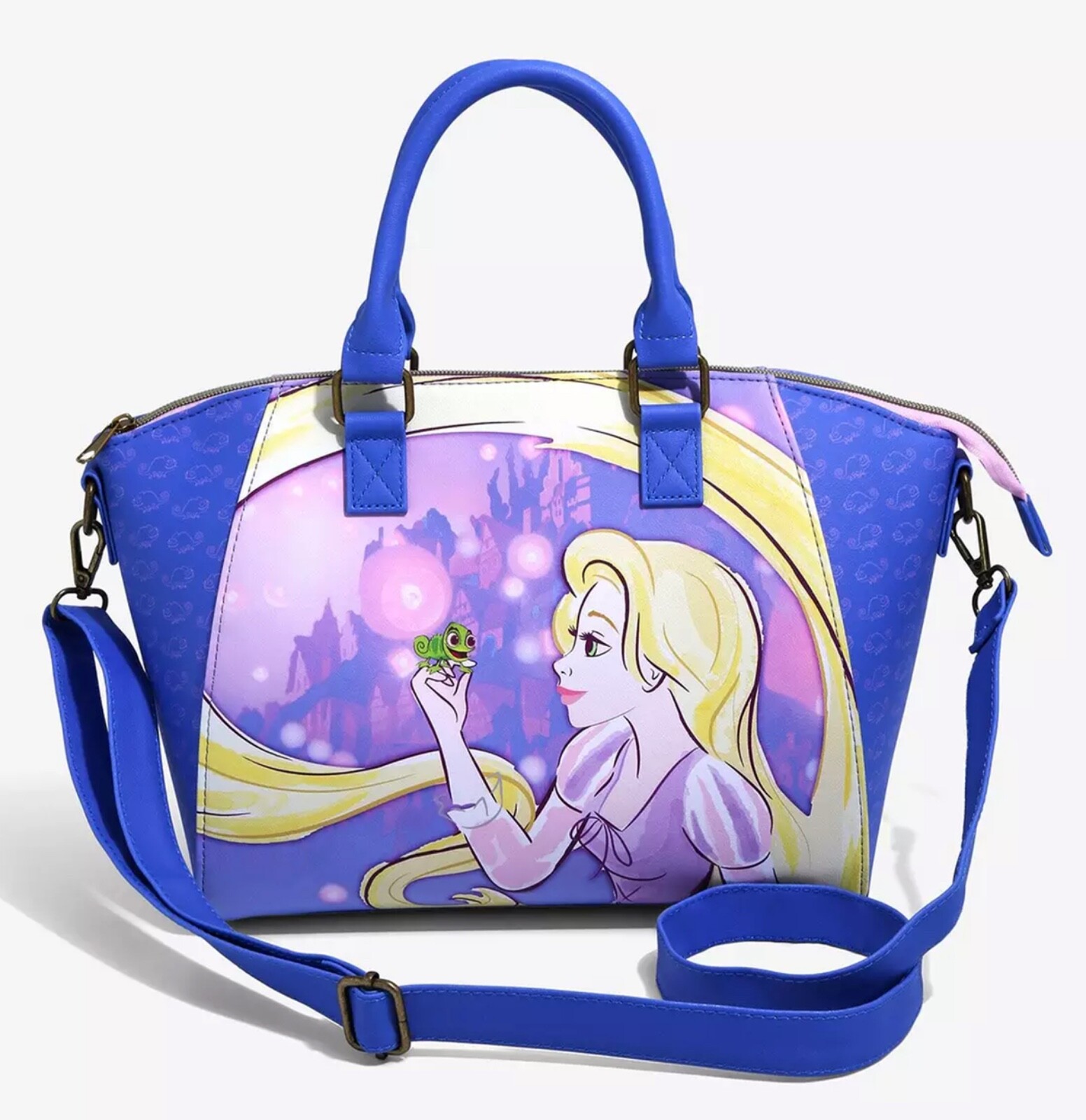Loungefly NEW Tangled Rapunzel & Pascal w/ TAGS Disney Satchel Bag Corona Castle