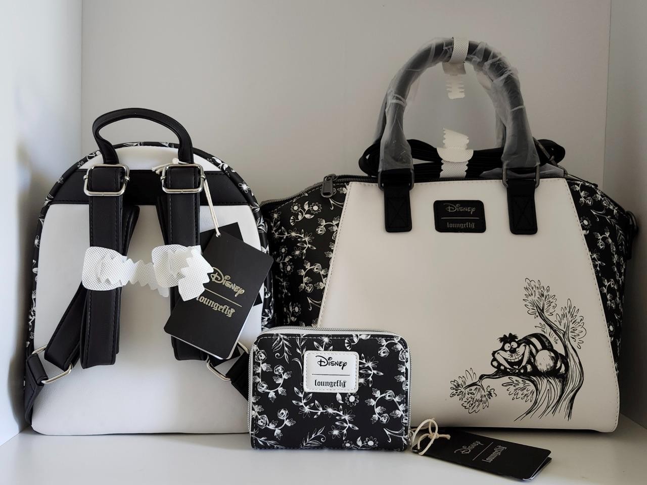 Disney Alice In Wonderland Black & White Mini Backpack & Wallet & Satchel Set