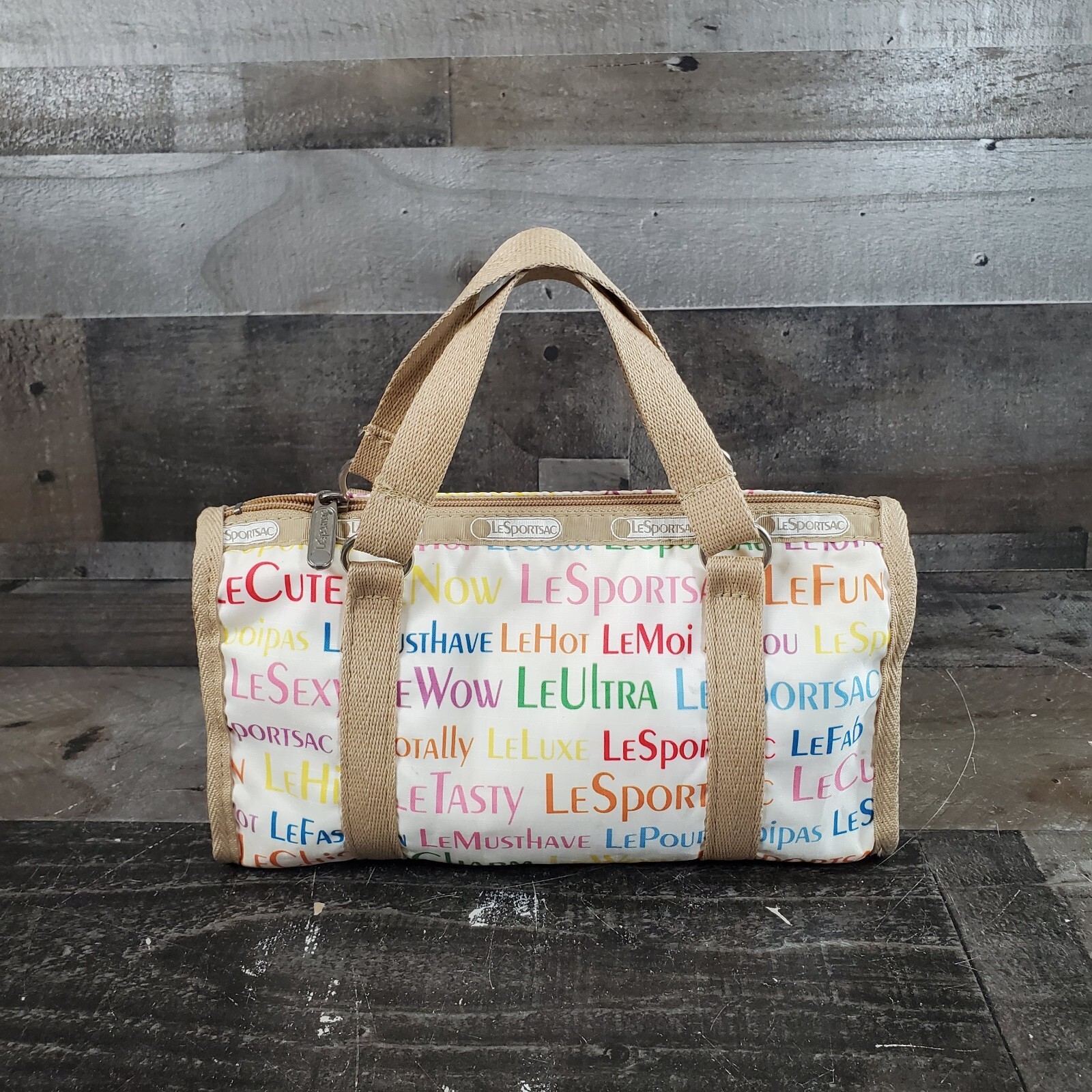 LeSportsac HANDBAG Bag Multicolor Rainbow Words Everyday Retired Jonathan Adler