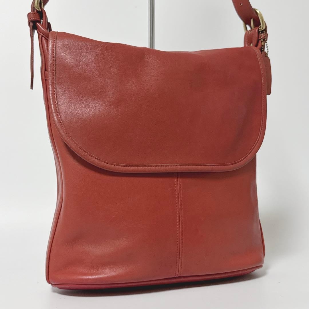 Coach 4115 Leather Flap Shoulder Bag Red Vintage Authentic Genuine Rare