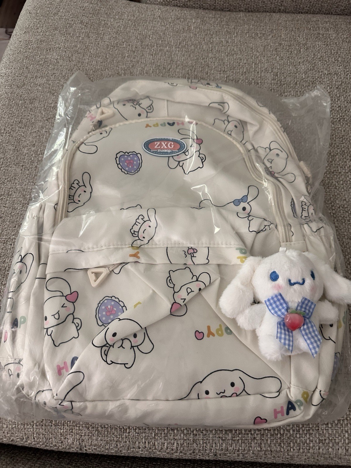 Cinnamoroll All Over Print Backpack With Pendant Color Off White