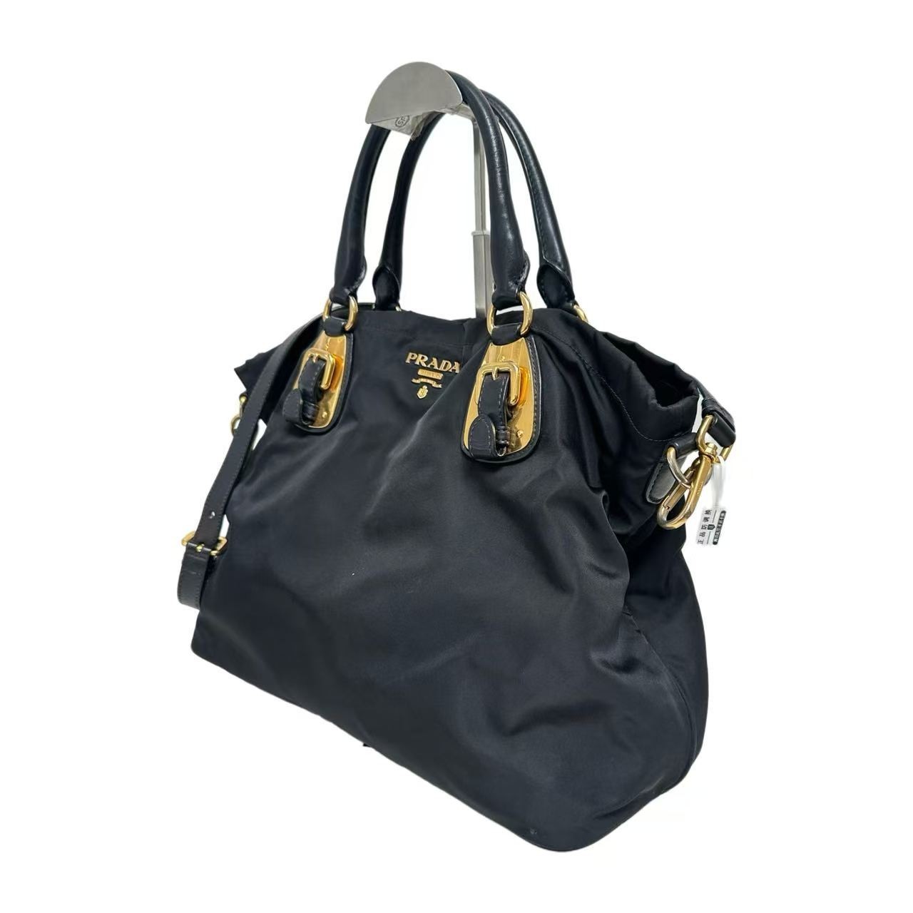 Prada/ Black Tessuto Nylon Top Handle Tote Bag