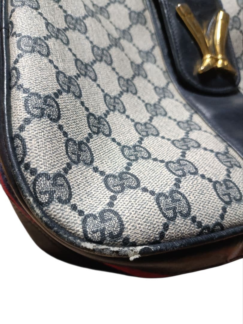 GUCCI Shoulder bag Leather and PVC 1970s Monogram Sherry Authentic From Japan