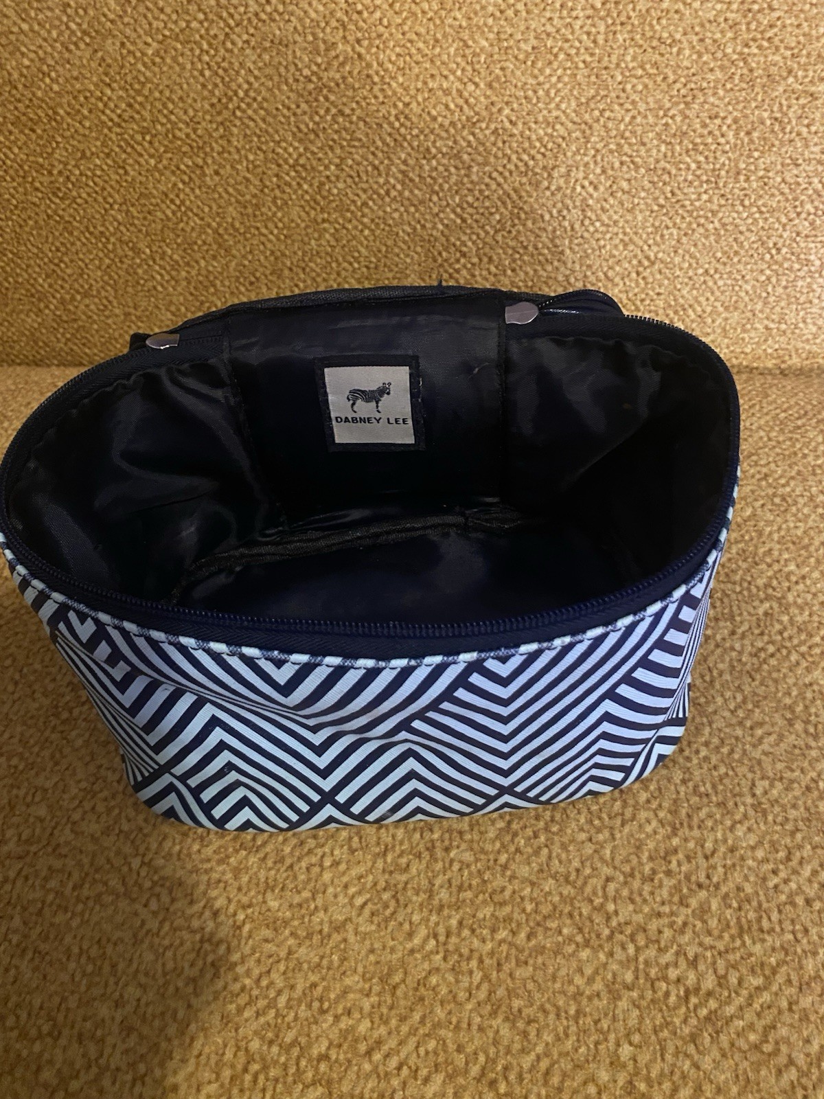 Dabney Lee Tote Bag Zig Zag Pink Green Geometric Design Makeup Bag