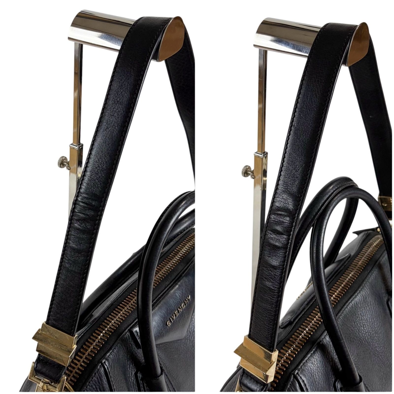 Givenchy Antigona Small Black Leather 2Way Shoulder Satchel Bag Italy Auth Rare