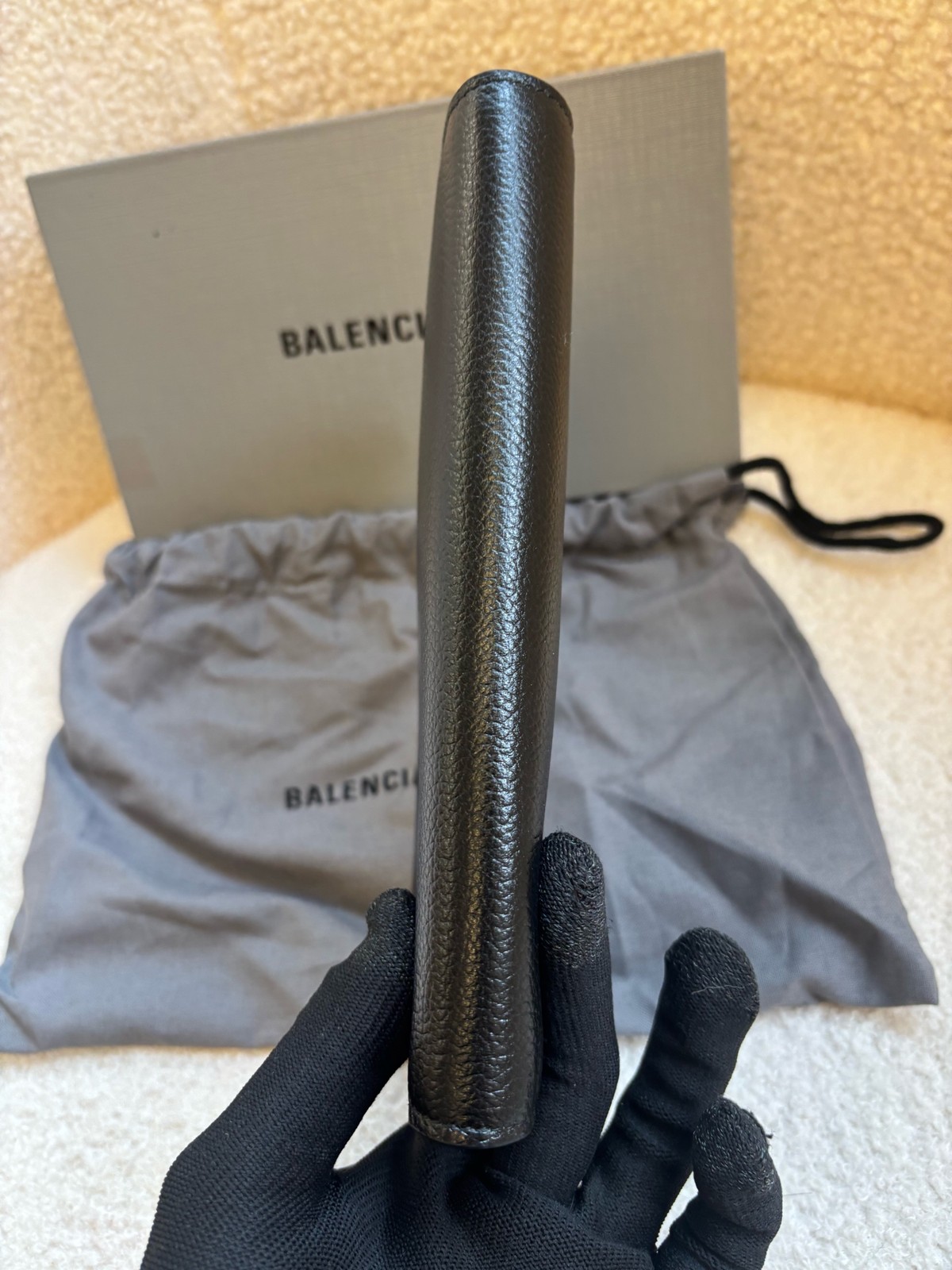Balenciaga Classic Normal Black Grained Calfskin Large Long Wallet Duty Paid