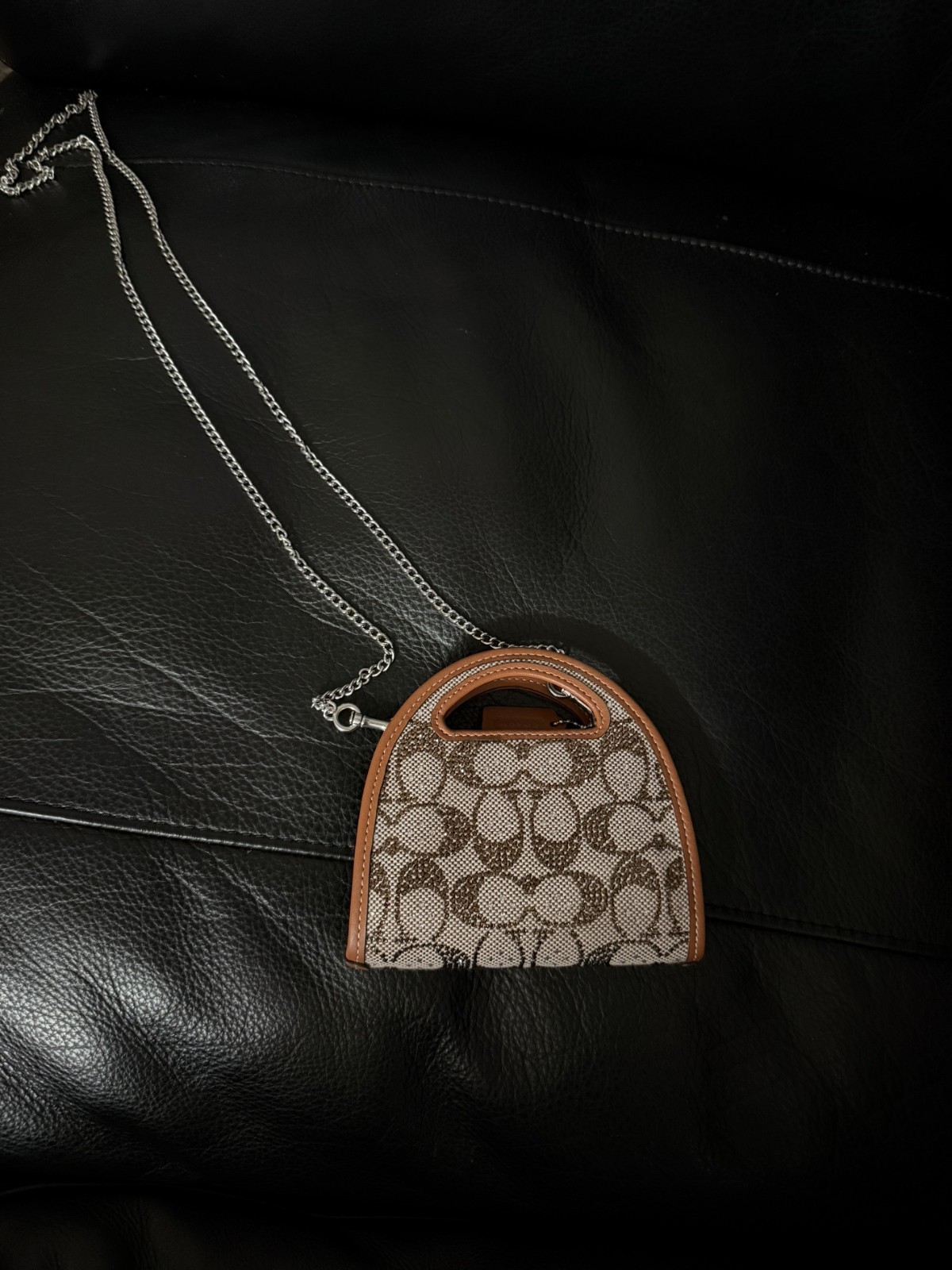 Coach Top Handle Card Case Crossbody In Crystal Signature Jacquard