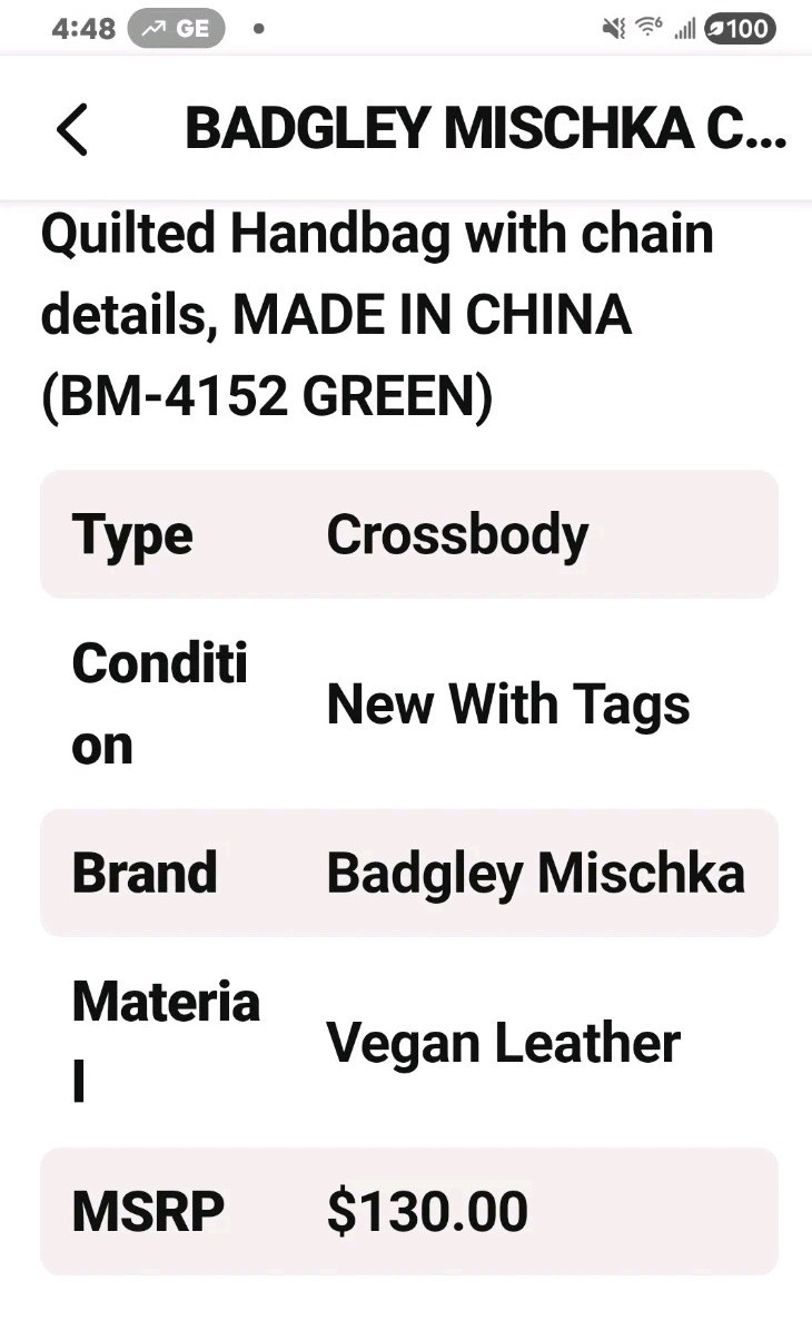 Badgley Mischka Crossbody Bag W/Frame & Chain On Front BM-4142 Green NIP
